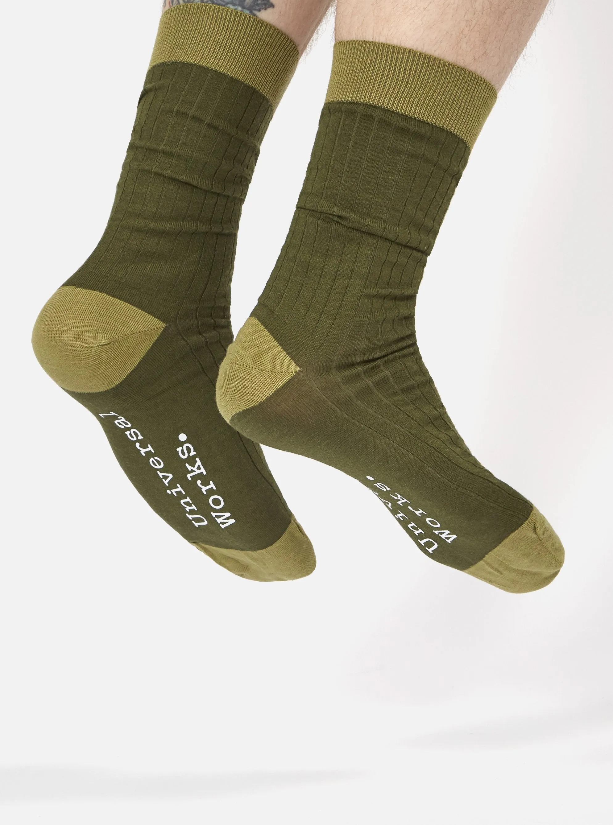 Universal Works Merino Classic Sock in Olive Merino sold by Universal Works product image thumbnail 2