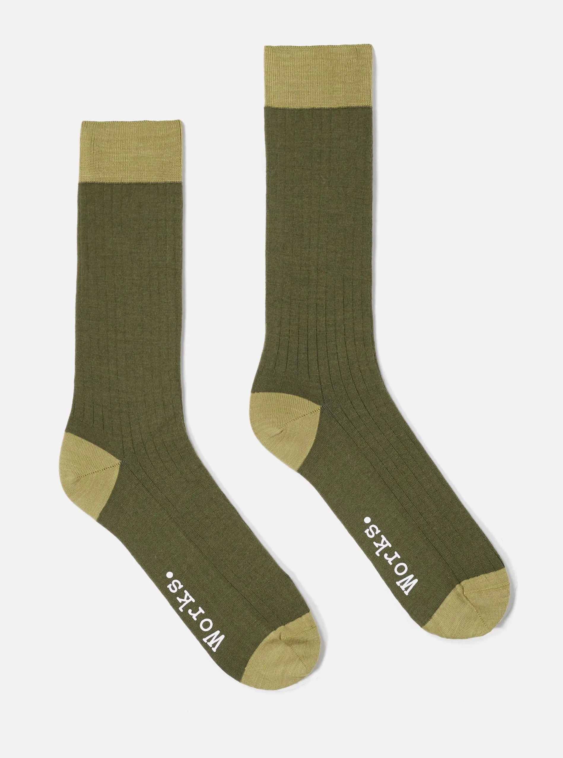 Universal Works Merino Classic Sock in Olive Merino sold by Universal Works