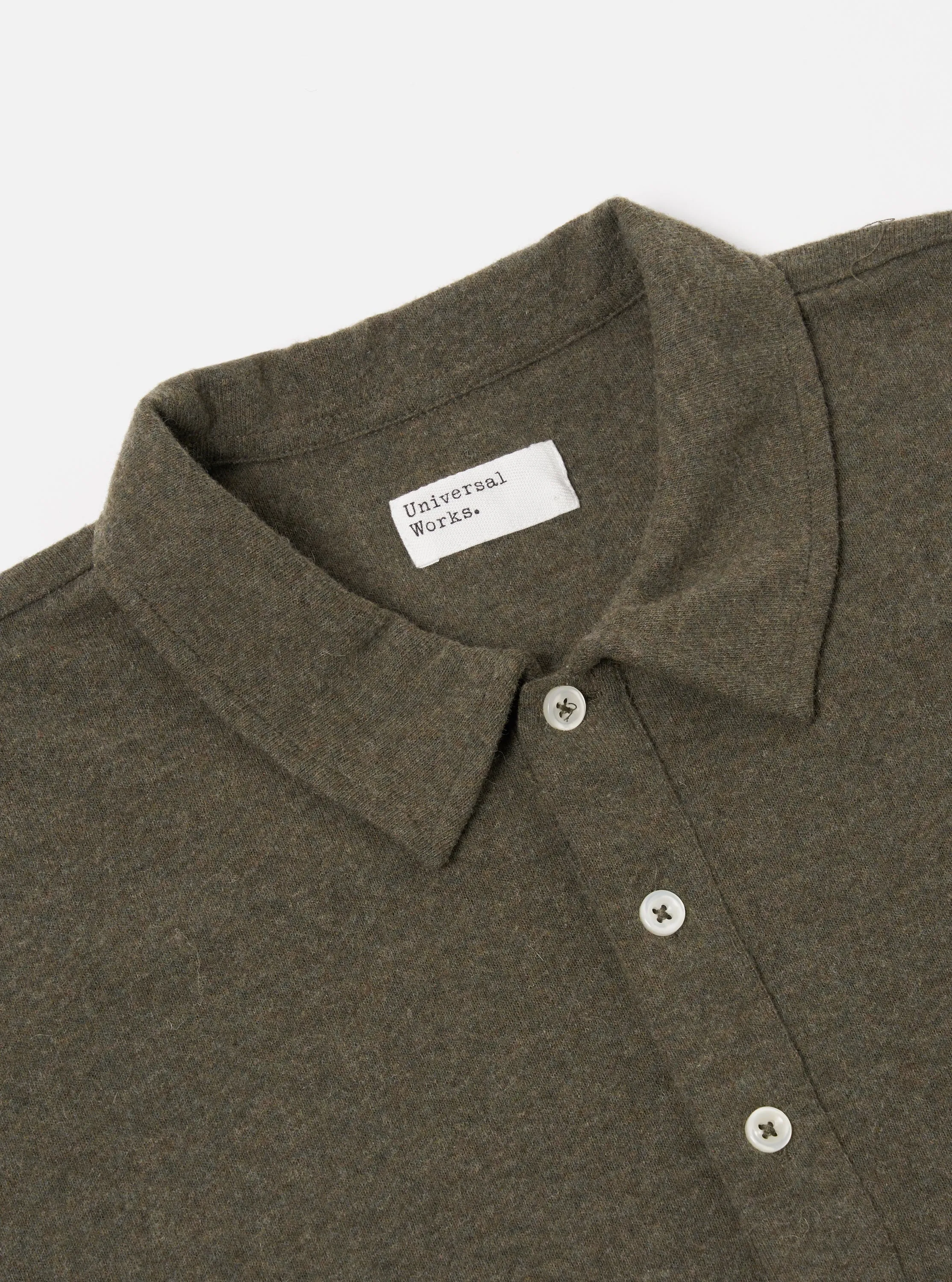 Universal Works Pullover S/S Shirt in Olive Recycled Wool Mix sold by Universal Works product image thumbnail 3