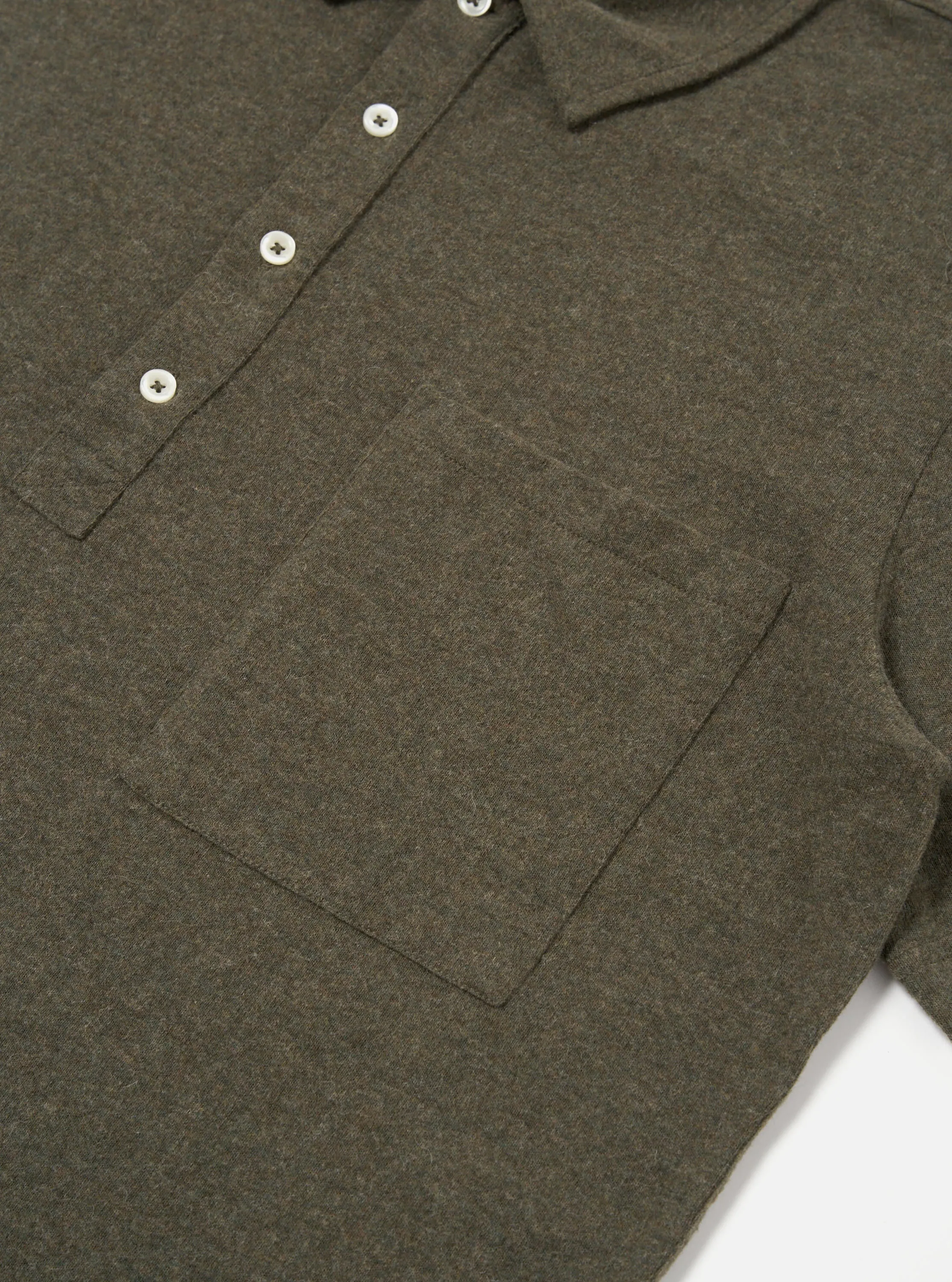 Universal Works Pullover S/S Shirt in Olive Recycled Wool Mix sold by Universal Works product image thumbnail 4