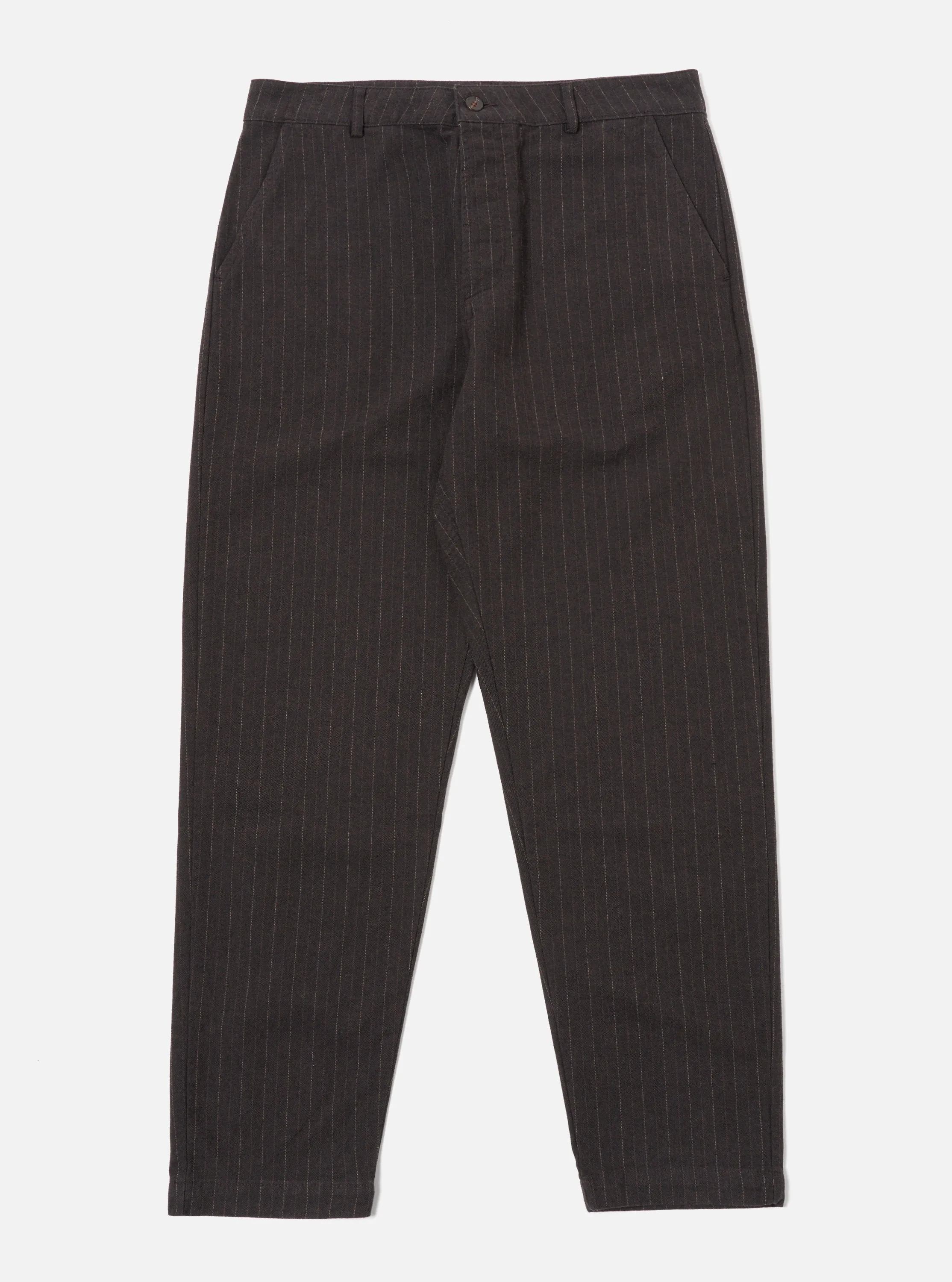 Universal Works Military Chino in Brown Italian Pinstripe sold by Universal Works