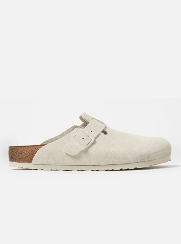 Birkenstock Boston in Antique White Suede sold by Universal Works