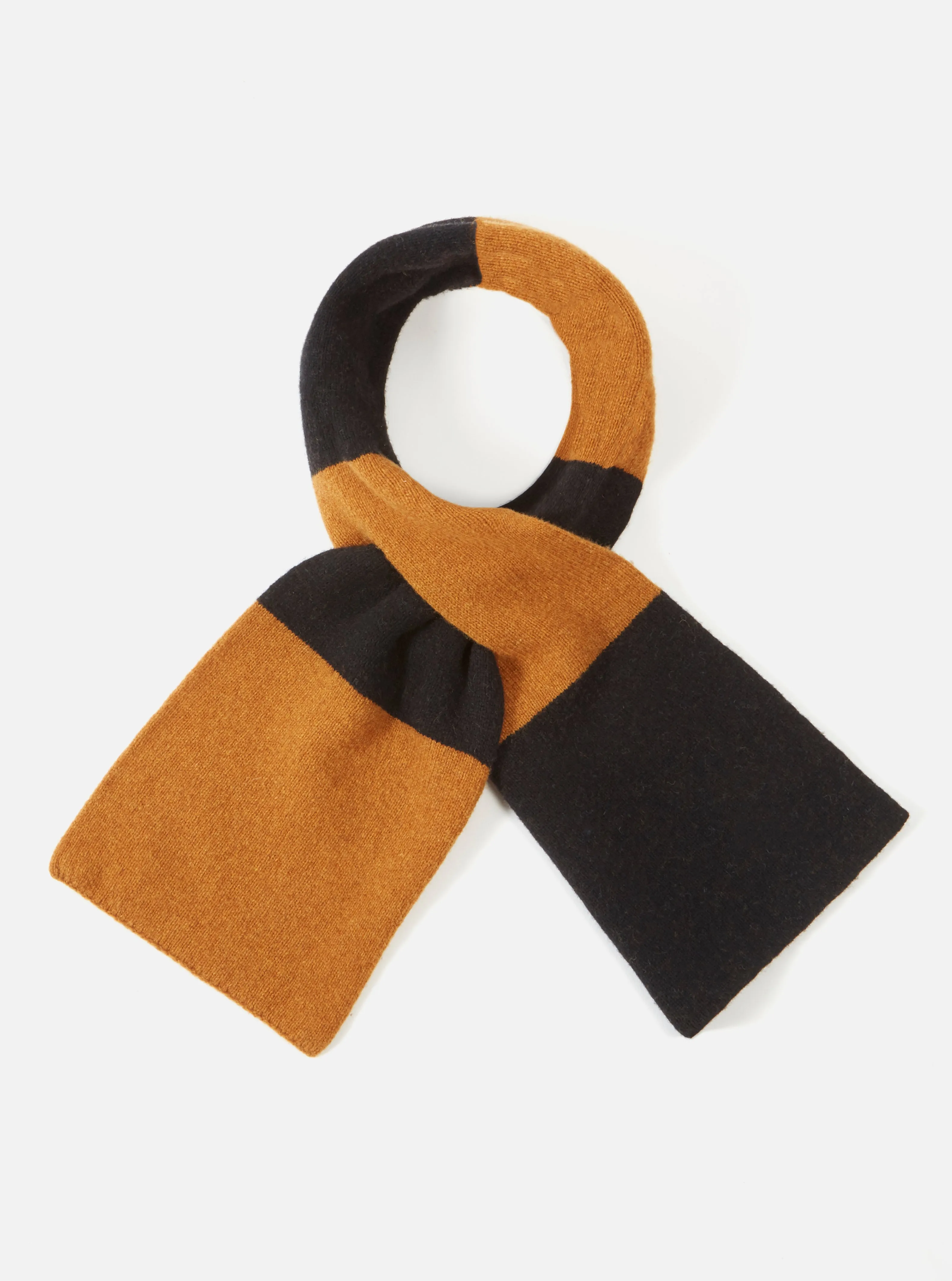 Universal Works Deluxe Football Scarf in Black/Gold Soft Wool sold by Universal Works