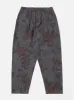 Universal Works Pleated Track Pant in Mid Grey Printed Flannel sold by Universal Works
