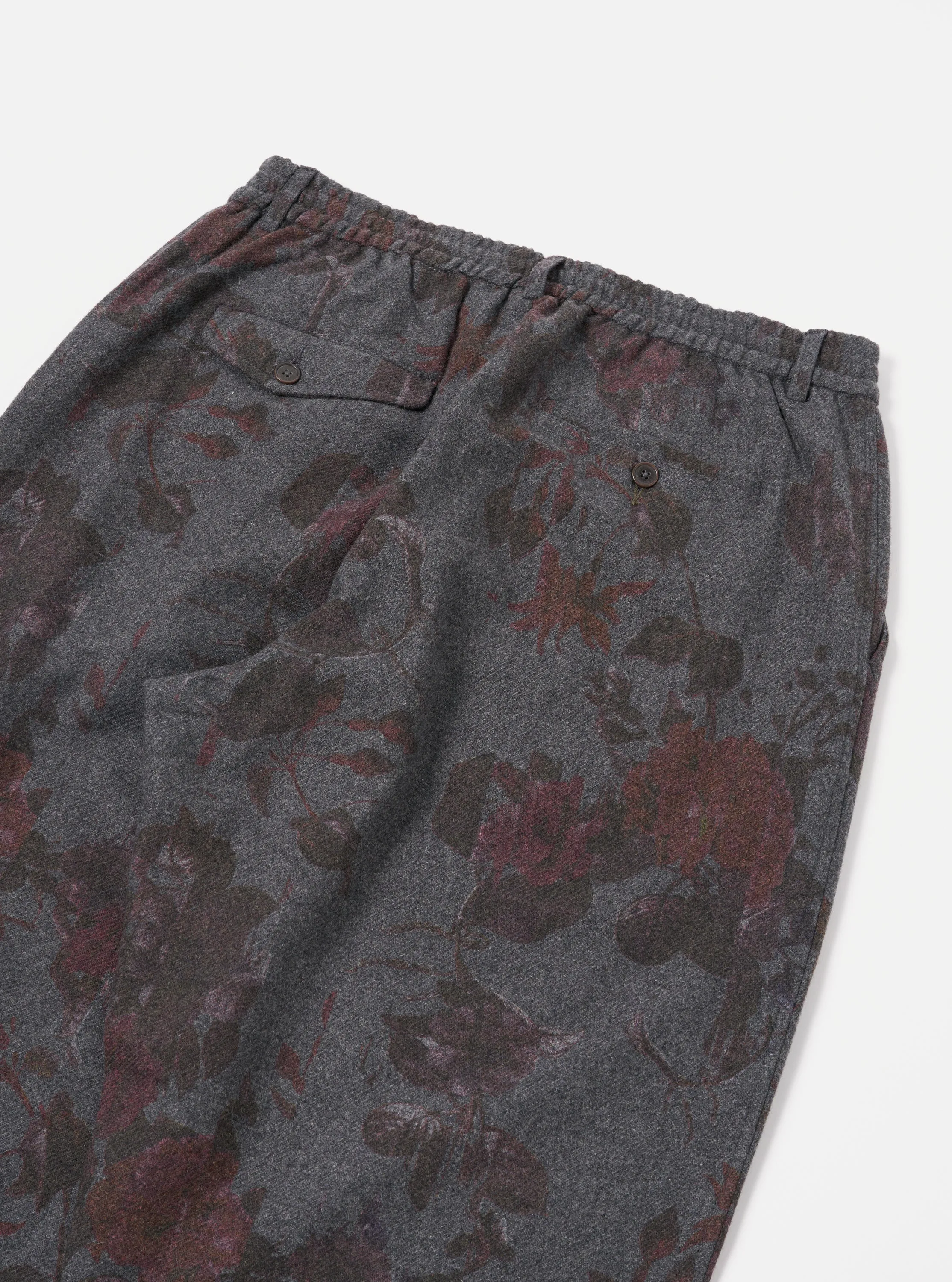 Universal Works Pleated Track Pant in Mid Grey Printed Flannel sold by Universal Works product image thumbnail 4