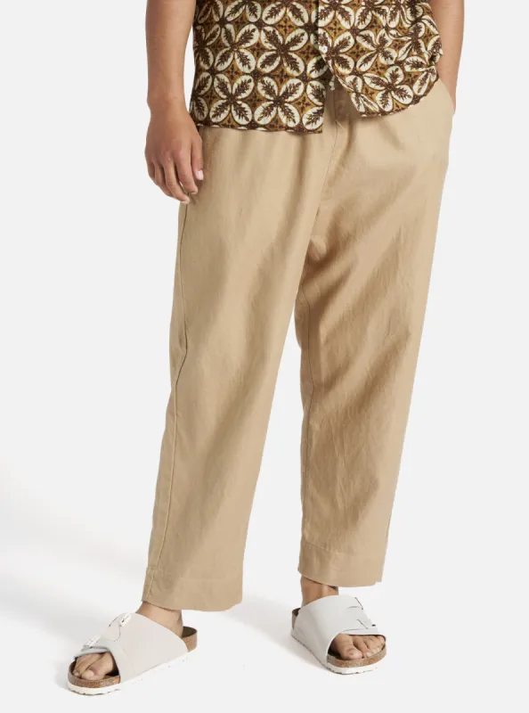 Universal Works Judo Pant in Sand Linen Cotton Suiting sold by Universal Works