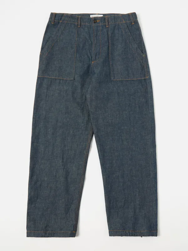 Universal Works Fatigue Pant in Indigo Linen Selvedge Denim sold by Universal Works