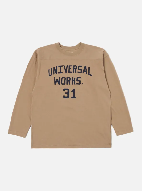 Universal Works Football T Shirt in Sand Single Jersey UW31 sold by Universal Works