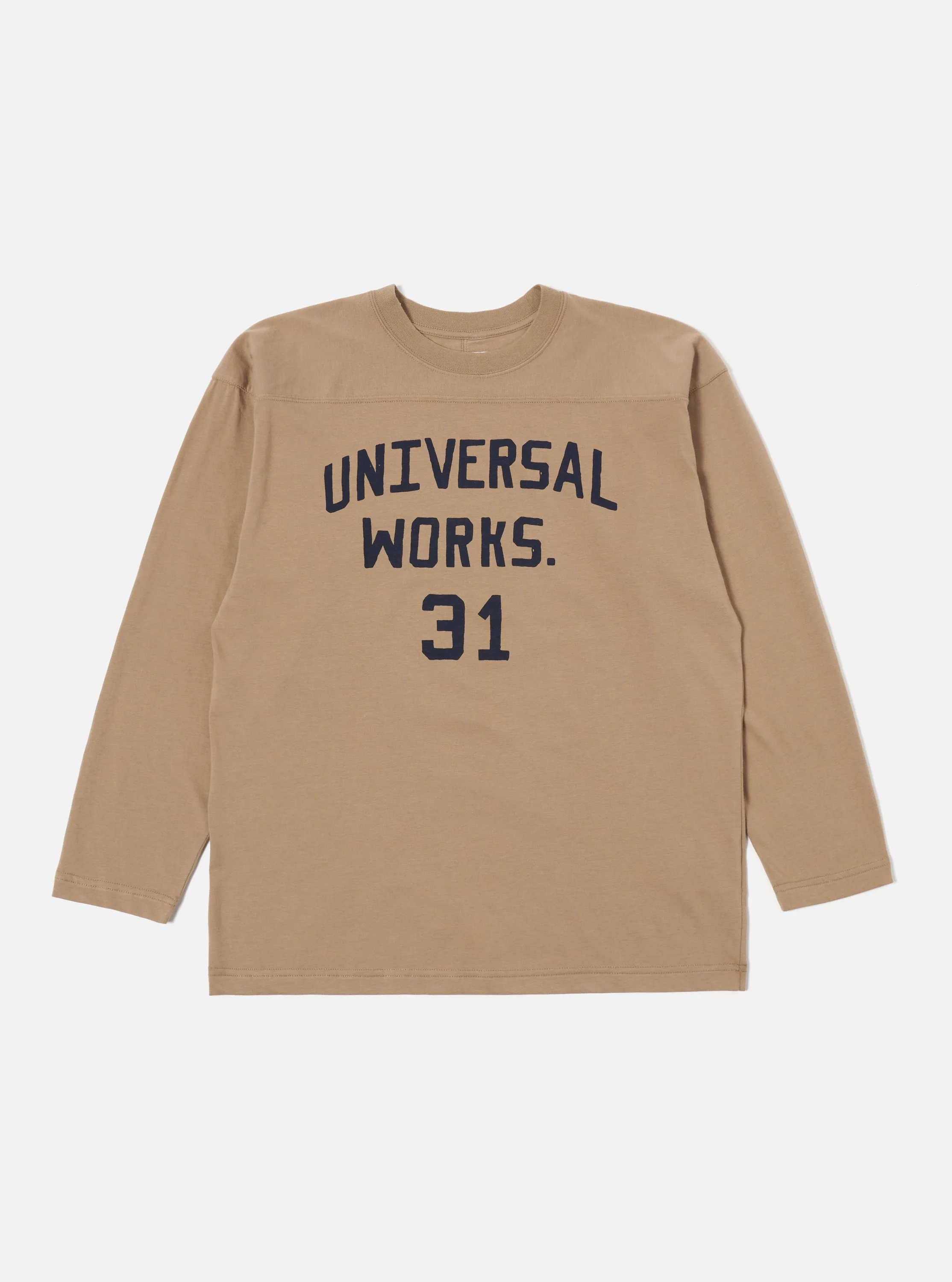 Universal Works Football T Shirt in Sand Single Jersey UW31 sold by Universal Works