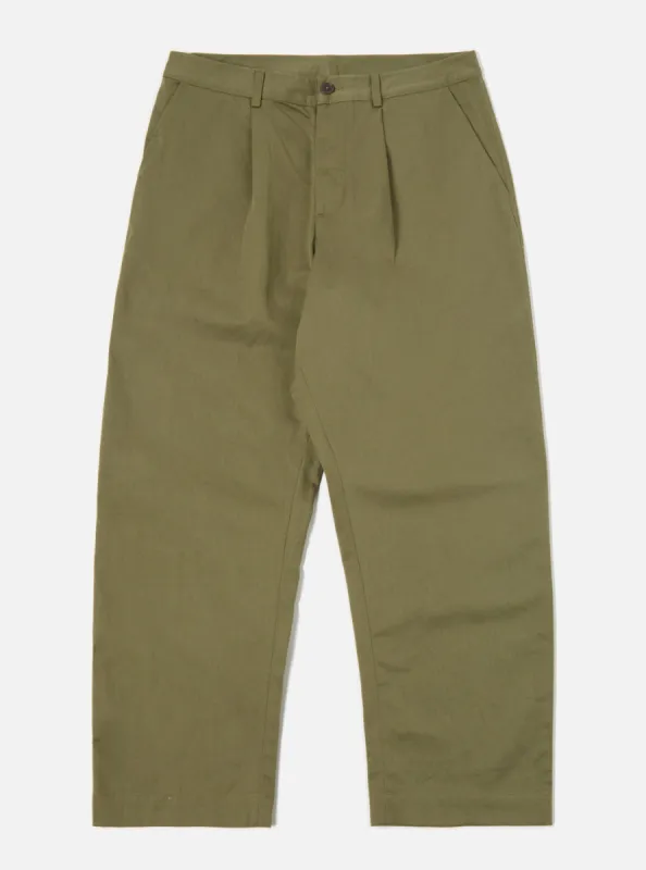 Universal Works Duke Pant in Light Olive Twill sold by Universal Works