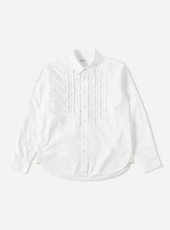 Universal Works Frill Shirt in White Poplin made by Universal Works