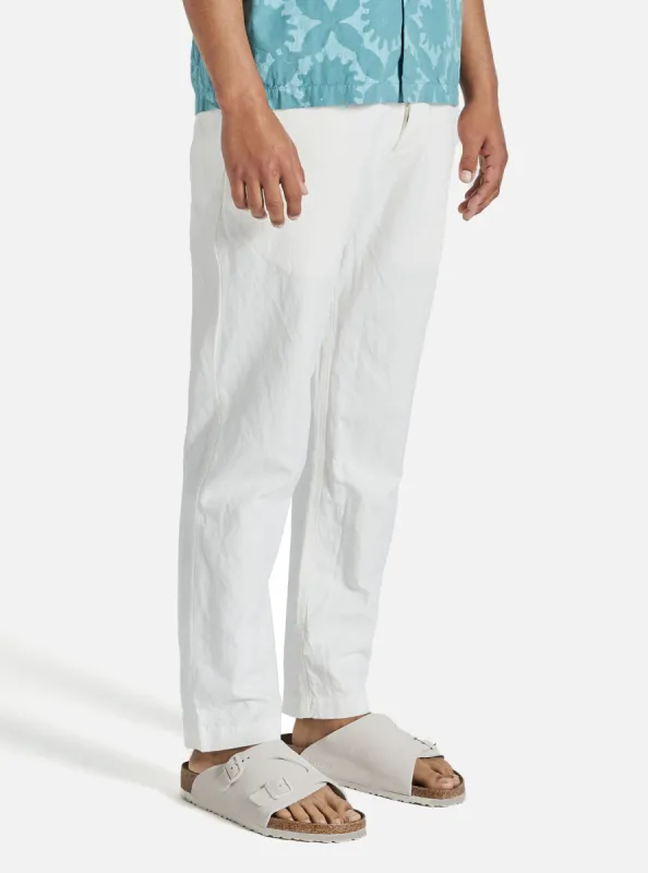 Universal Works Military Chino in Ecru Linen Slub Weave sold by Universal Works