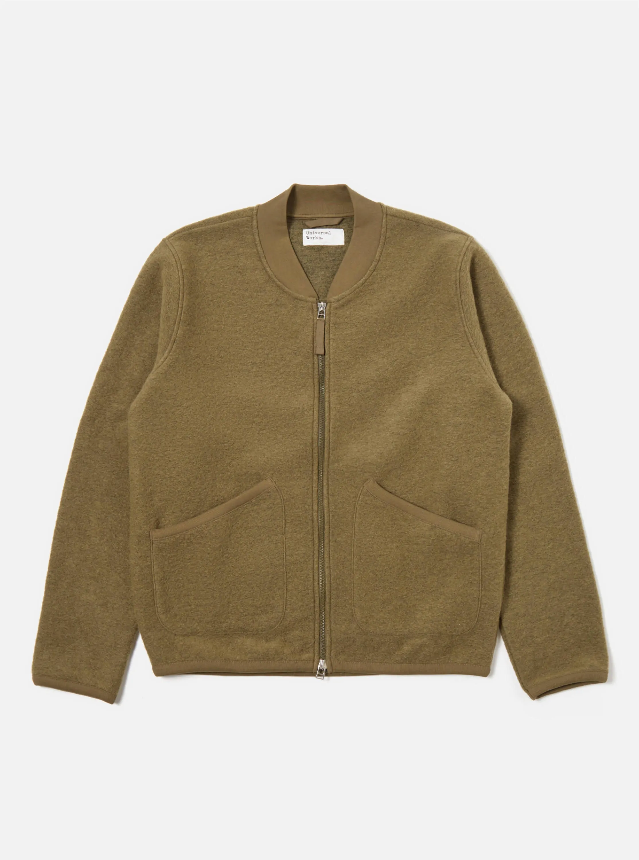 Universal Works Zip Bomber in Lovat Wool Fleece sold by Universal Works