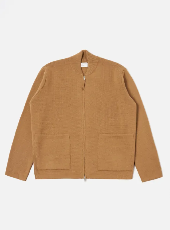 Universal Works Zip Knitwork Jacket in Sand Merino Knit sold by Universal Works