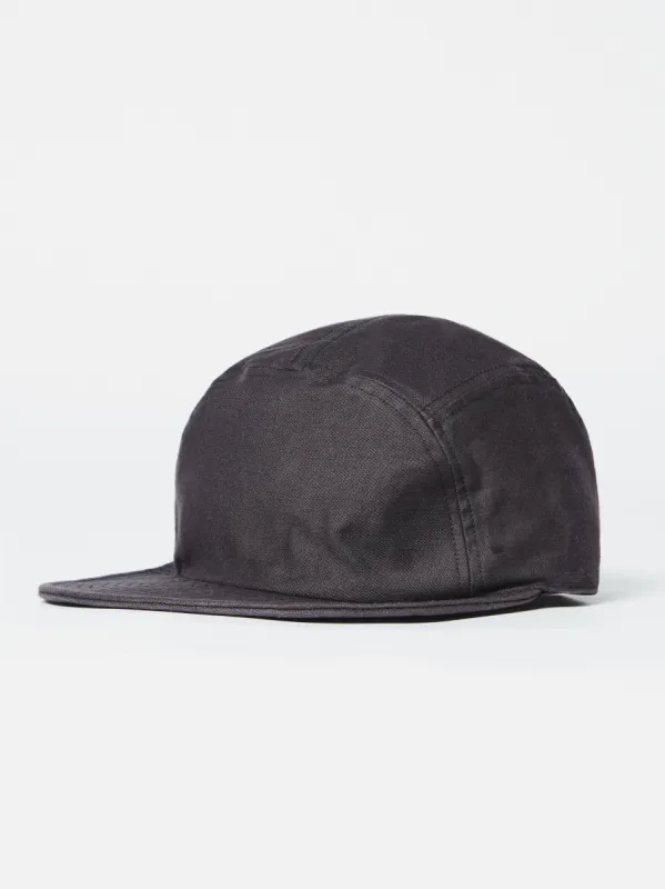 cableami® Baker Soft Bill Cap in Black Satin Cotton made by Universal Works