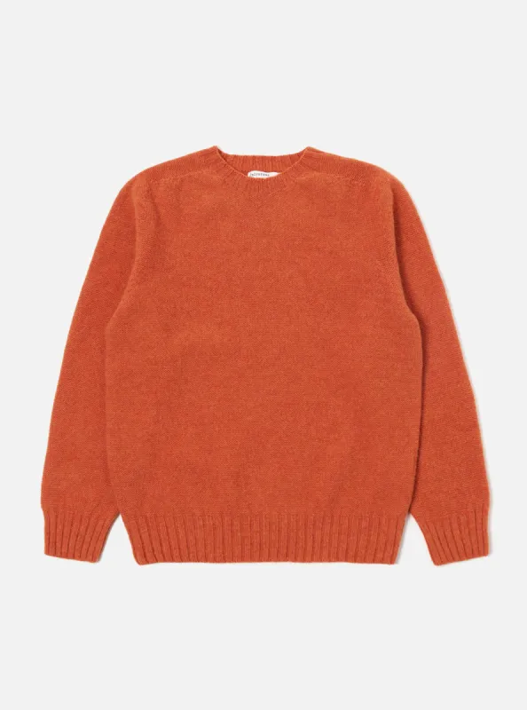 Universal Works Seamless Crew in Burnt Orange Supersoft Knit sold by Universal Works