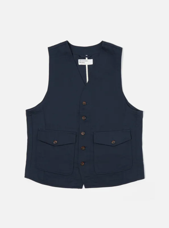 Universal Works Field Waistcoat in Navy Twill sold by Universal Works
