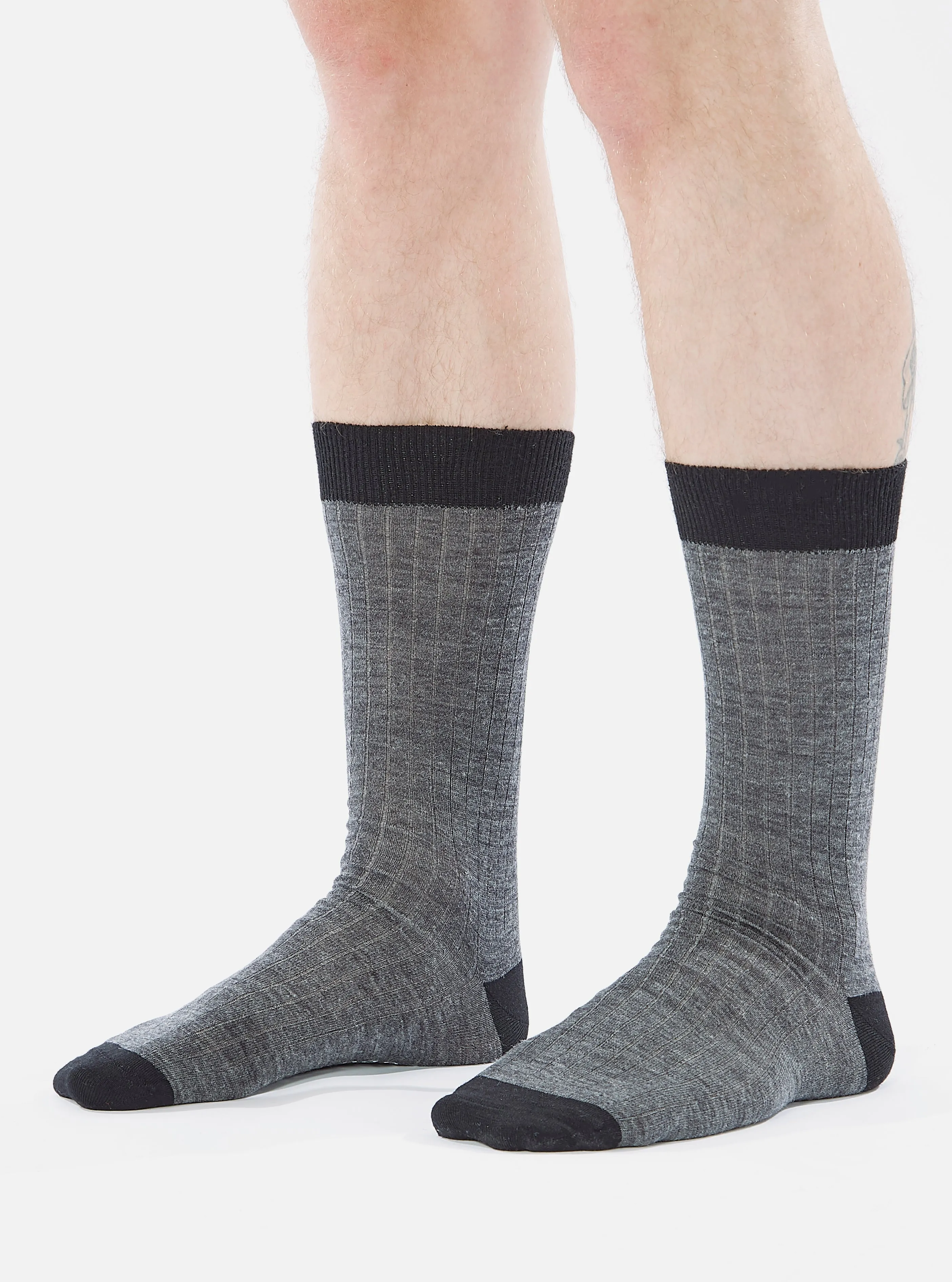Grey Marl Merino Merino Classic Sock sold by Universal Works product image thumbnail 2