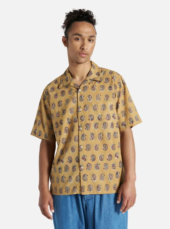 Universal Works Camp Shirt in Camel Kalamkari II Print sold by Universal Works