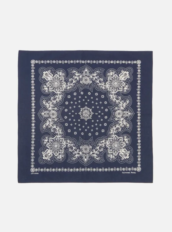 Universal Works Neckerchief in Navy Classic Bandana sold by Universal Works