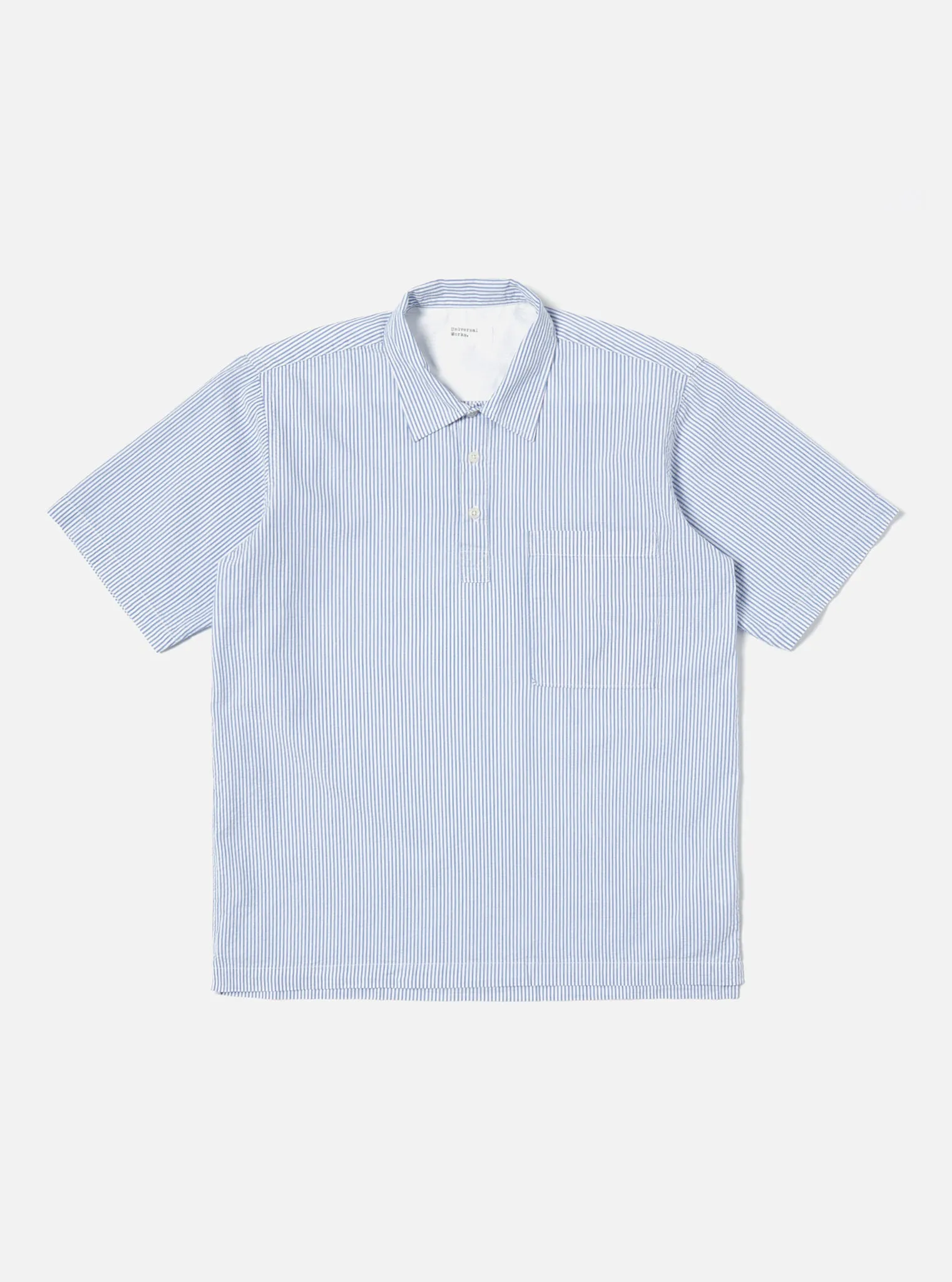Universal Works Pullover Shirt in Blue Stripe Seersucker sold by Universal Works product image thumbnail 2
