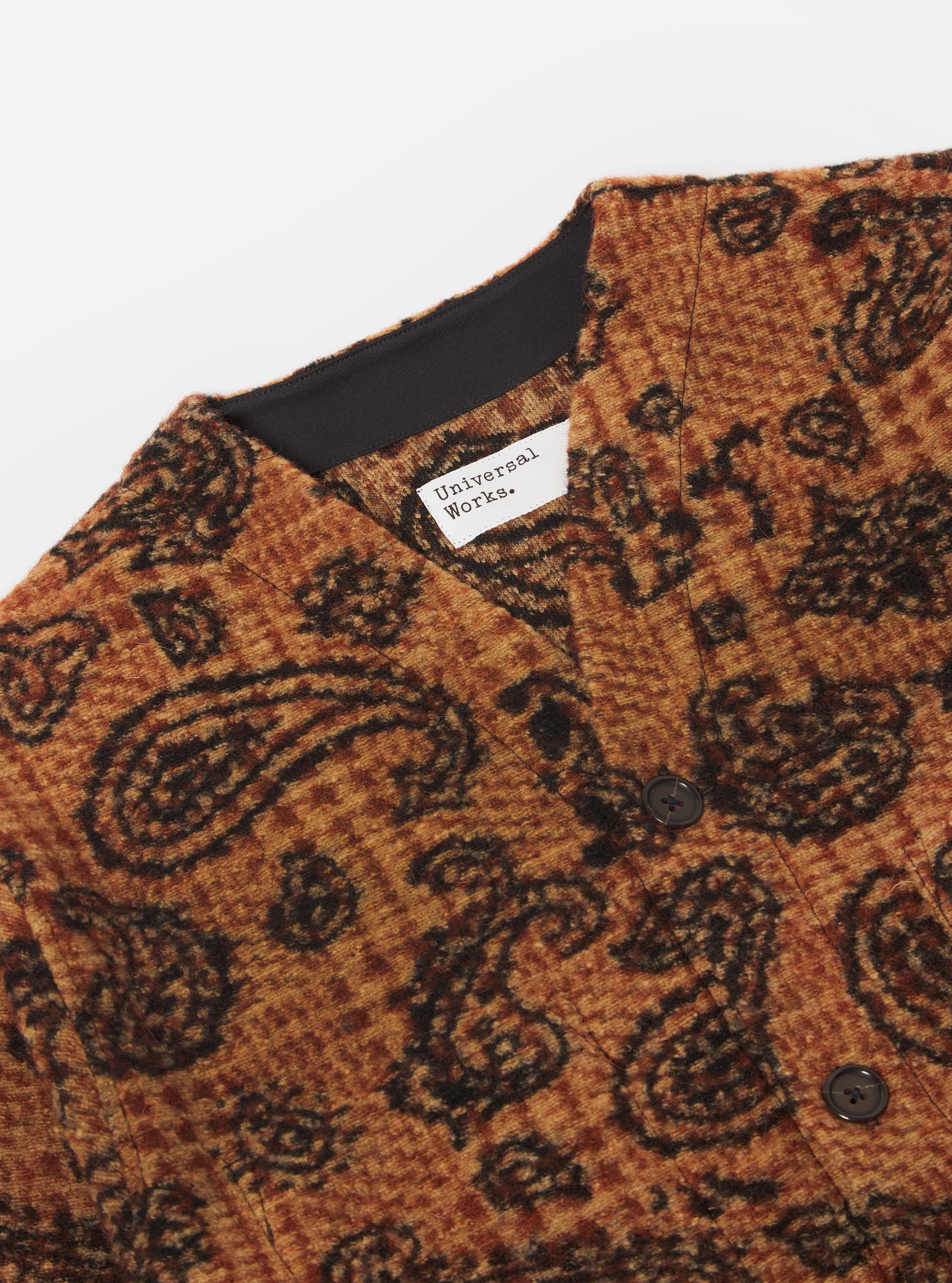 Universal Works Cardigan in Cinnamon Paisley Check Fleece sold by Universal Works product image thumbnail 3