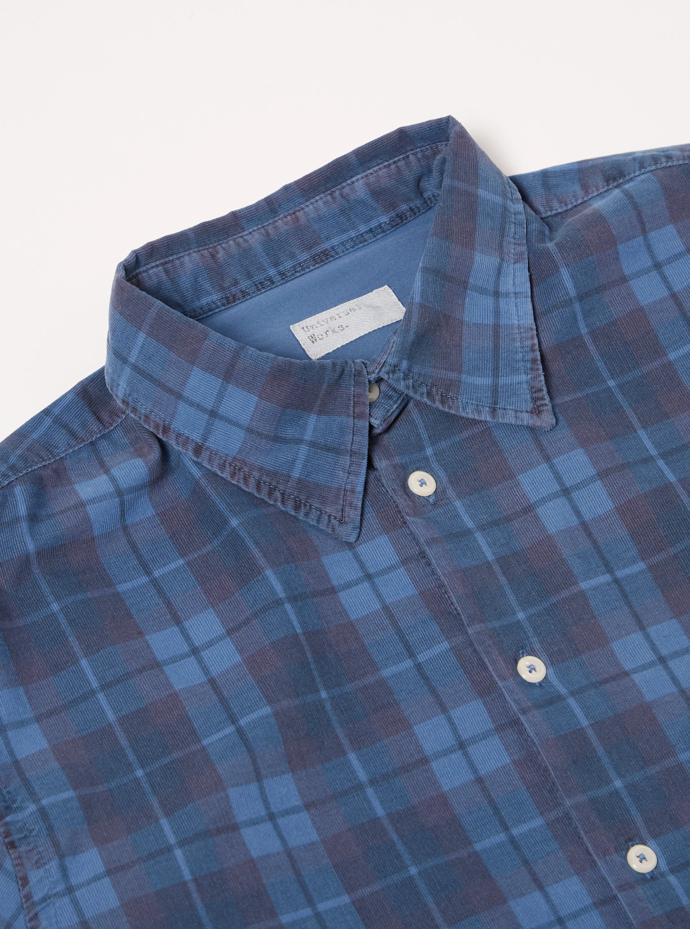 Universal Works Square Pocket Shirt in Blue Check Cord sold by Universal Works product image thumbnail 3