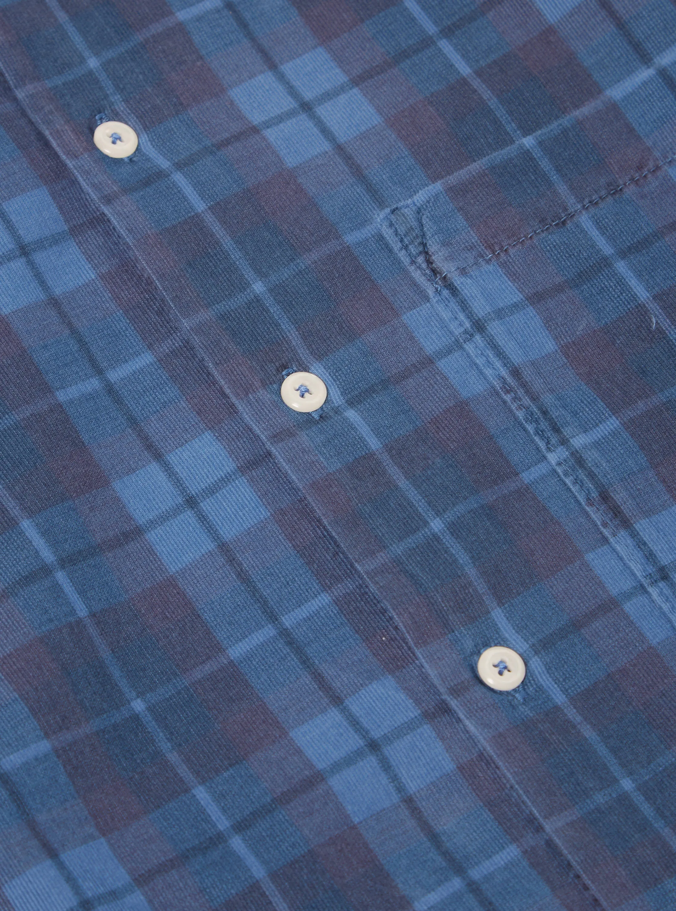 Universal Works Square Pocket Shirt in Blue Check Cord sold by Universal Works product image thumbnail 4