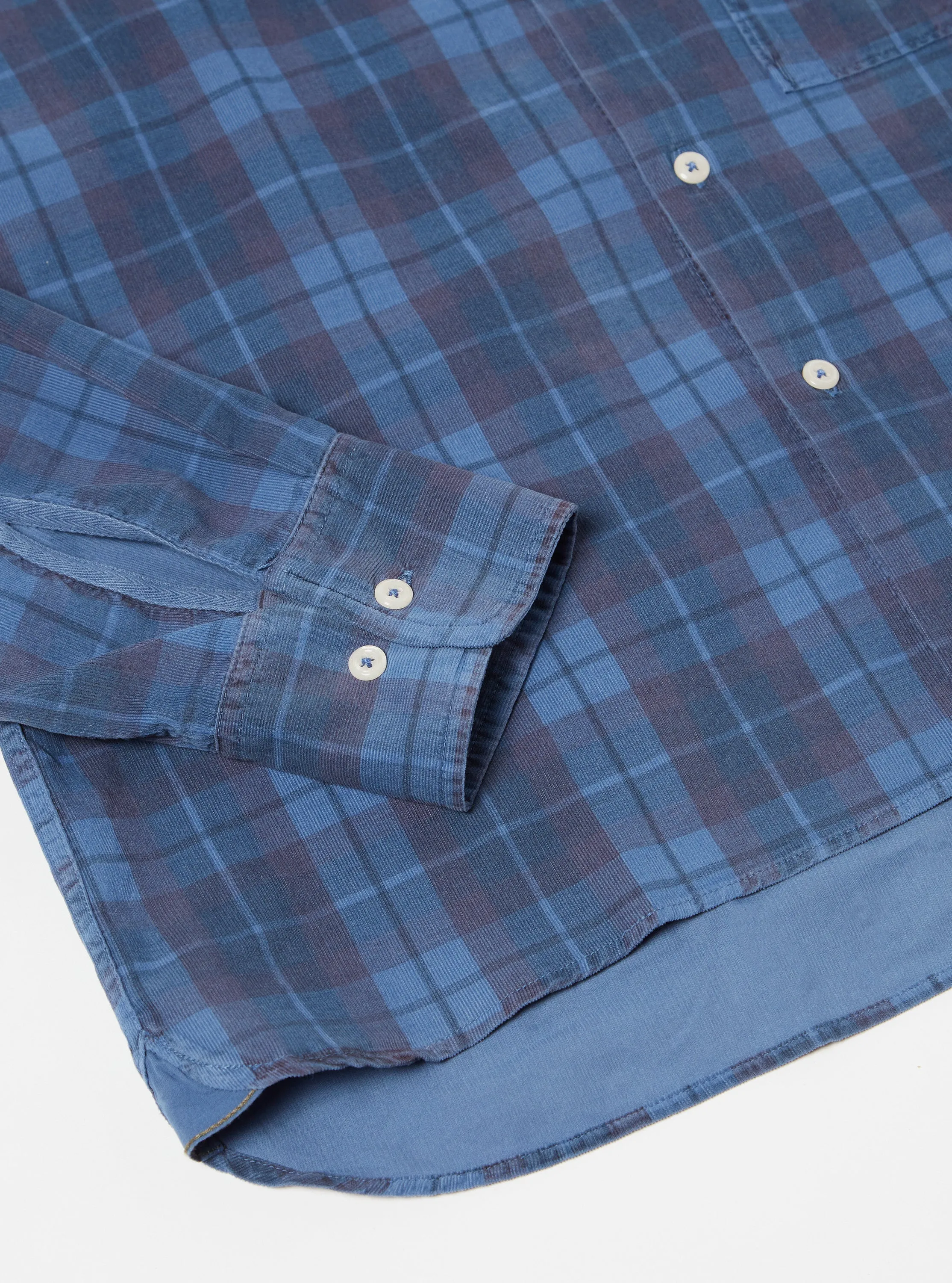 Universal Works Square Pocket Shirt in Blue Check Cord sold by Universal Works product image thumbnail 5