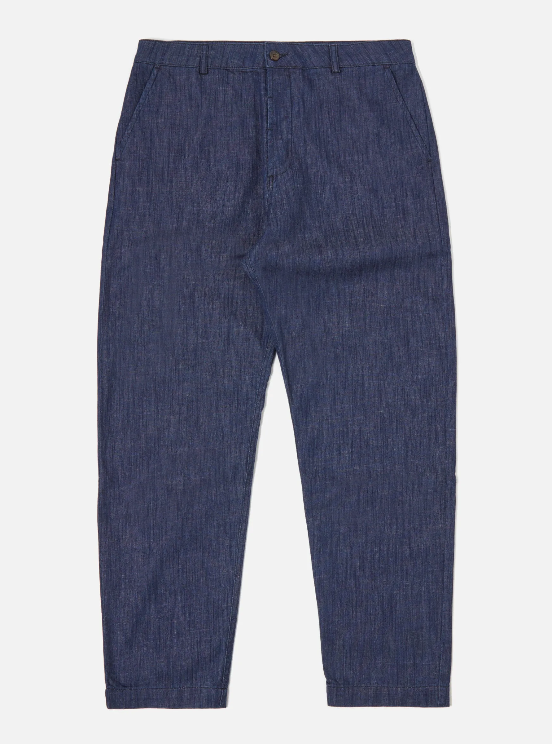Universal Works Military Chino in Indigo Atlantic Denim sold by Universal Works