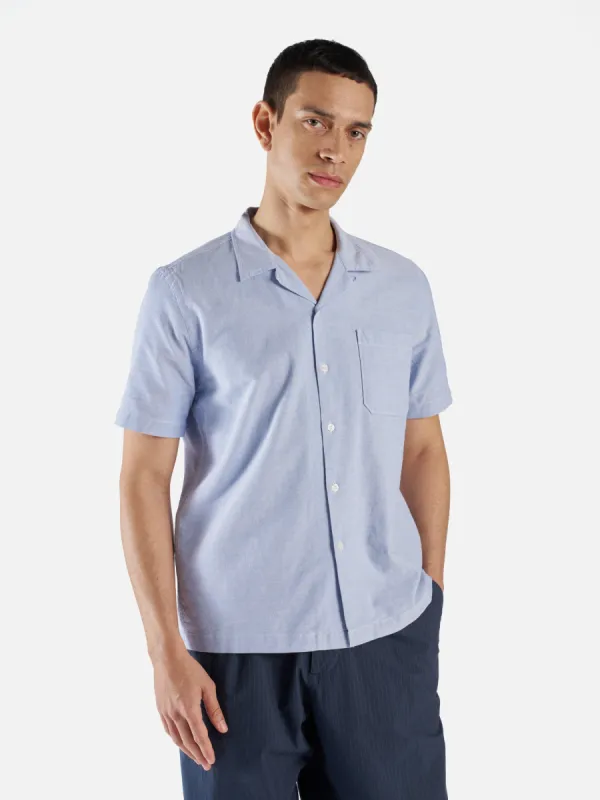 Universal Works Road Shirt in Sky Oxford Cotton sold by Universal Works