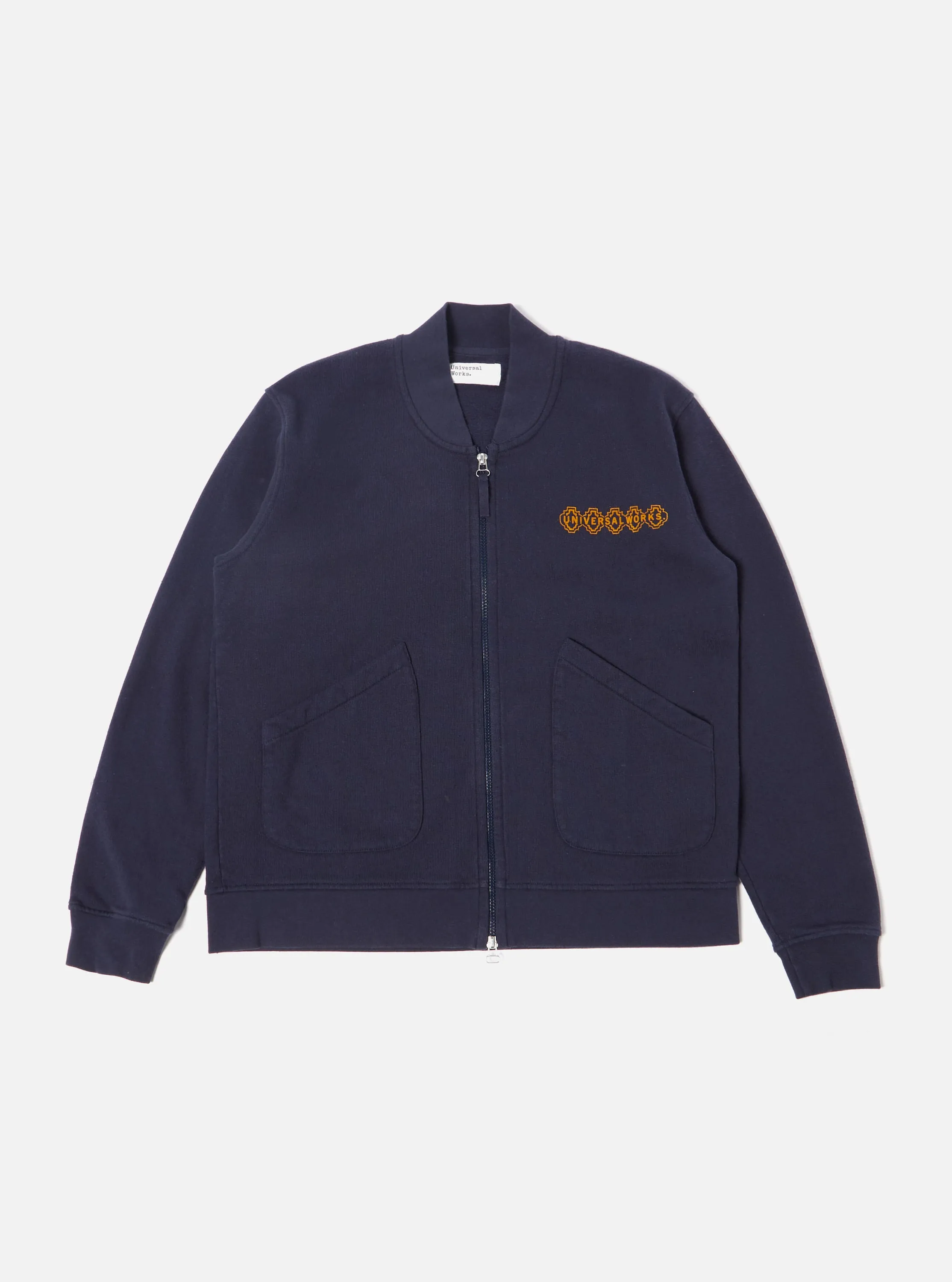 Universal Works Oxford Bomber Jacket in Navy Dry Handle Brushback sold by Universal Works