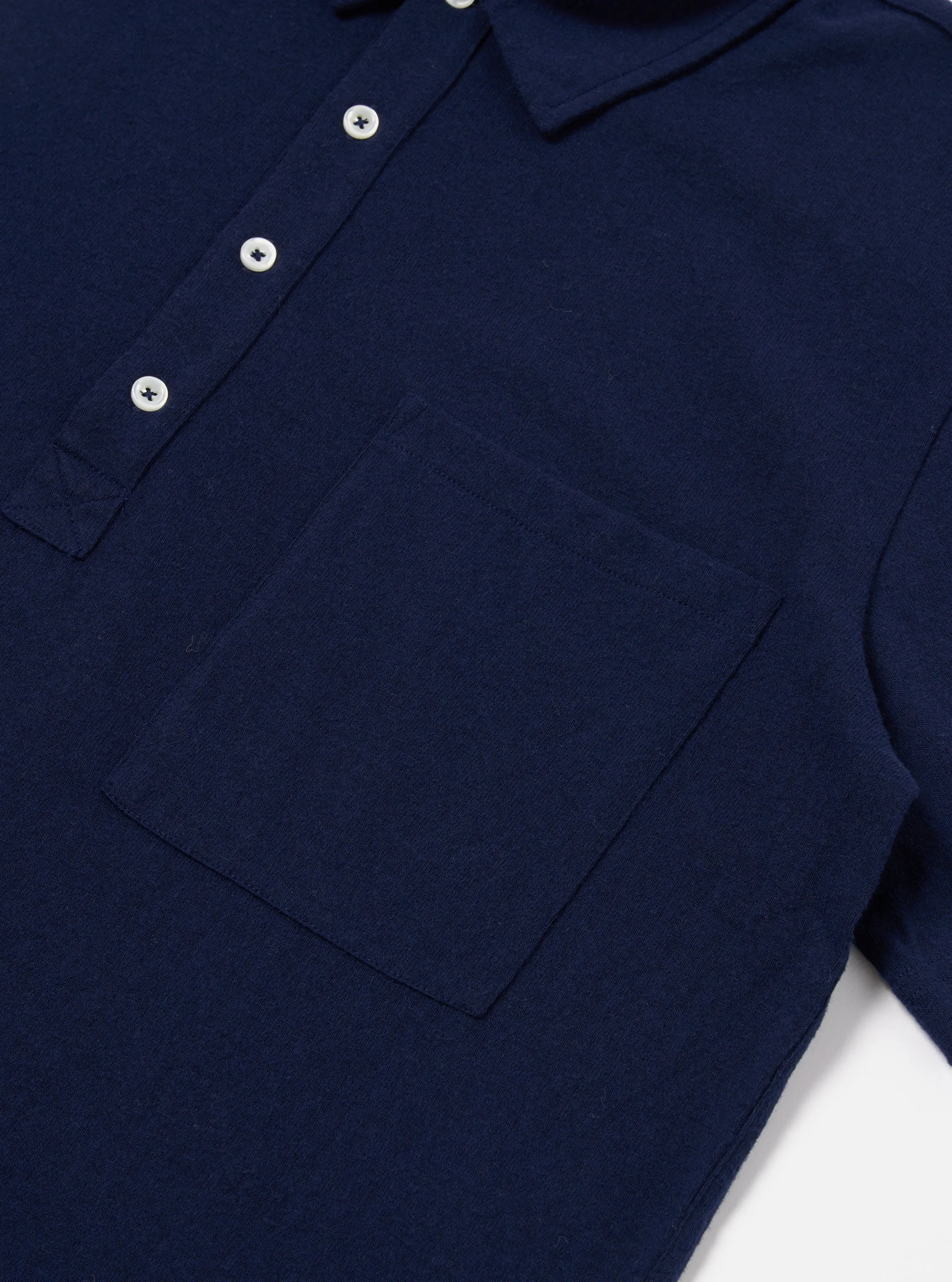 Universal Works Pullover S/S Shirt in Navy Recycled Wool Mix sold by Universal Works product image thumbnail 4