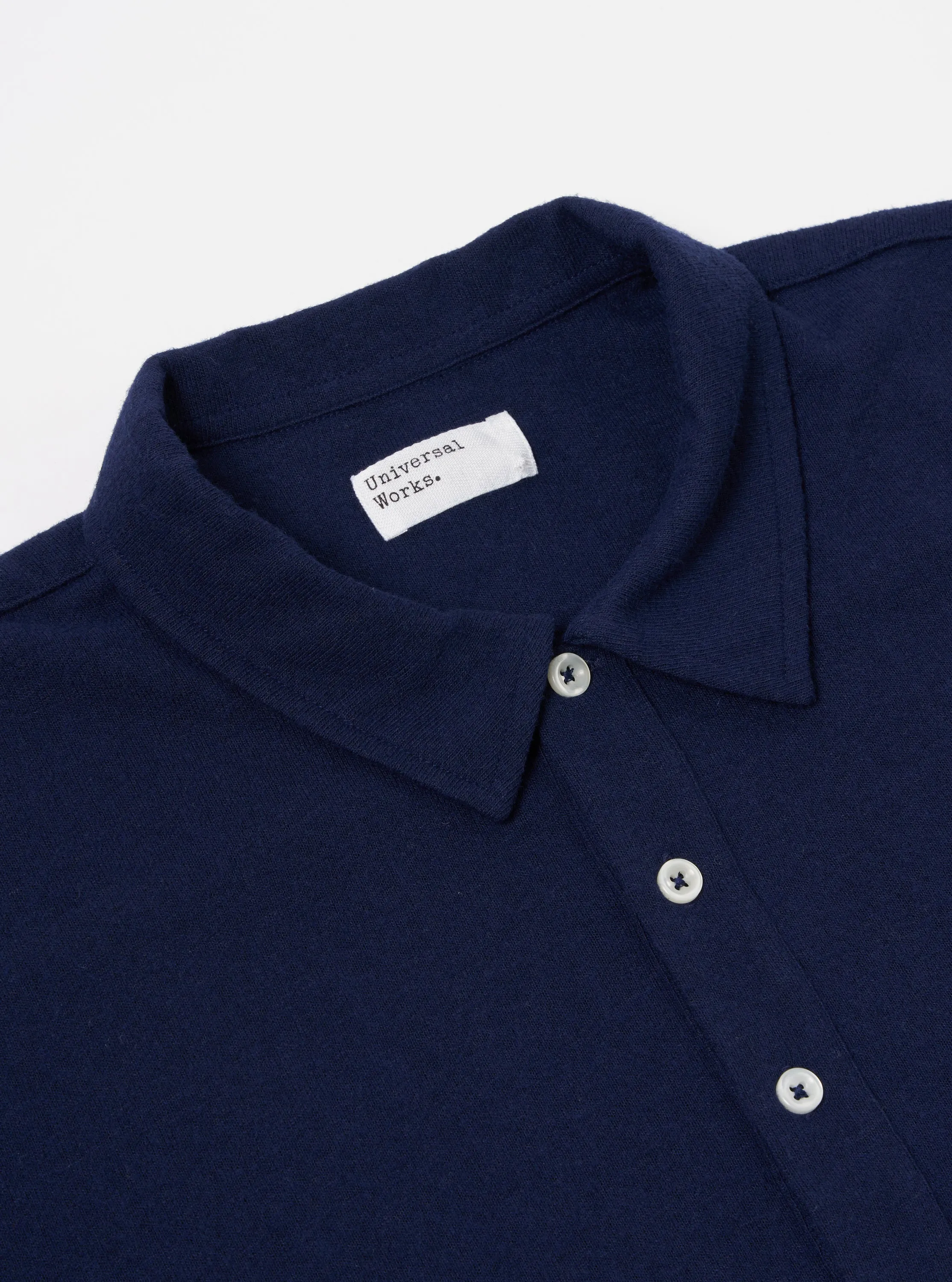 Universal Works Pullover S/S Shirt in Navy Recycled Wool Mix sold by Universal Works product image thumbnail 3