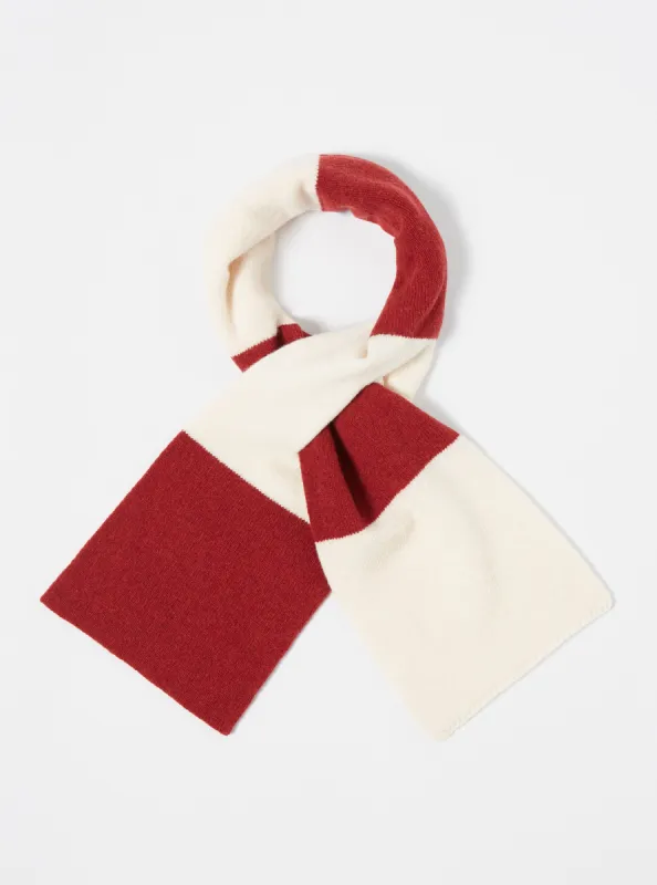 Universal Works Deluxe Football Scarf in Ecru/Red Soft Wool sold by Universal Works