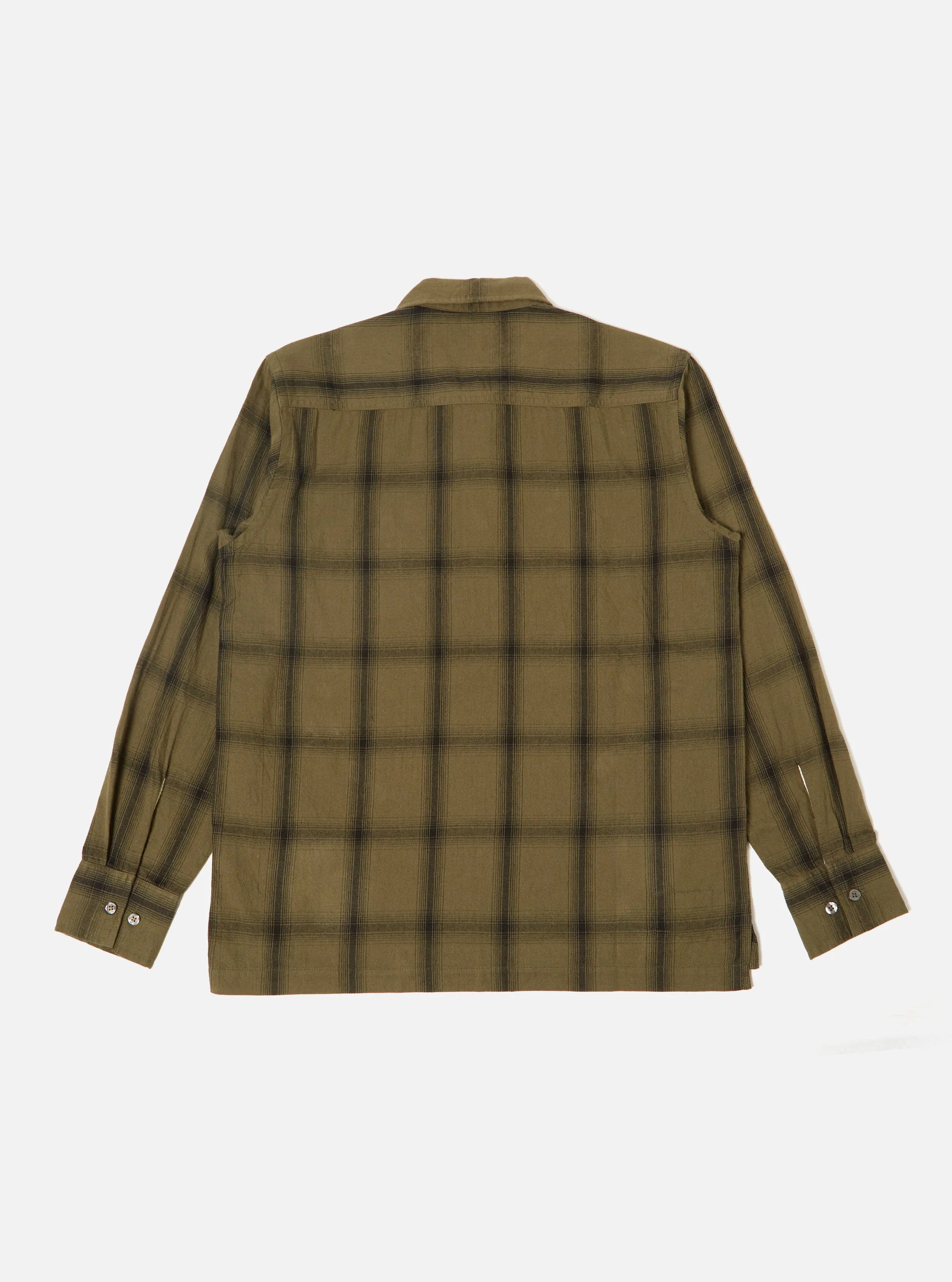 Universal Works L/S Pullover Shirt in Olive Embroidered Shadow Check sold by Universal Works product image thumbnail 2
