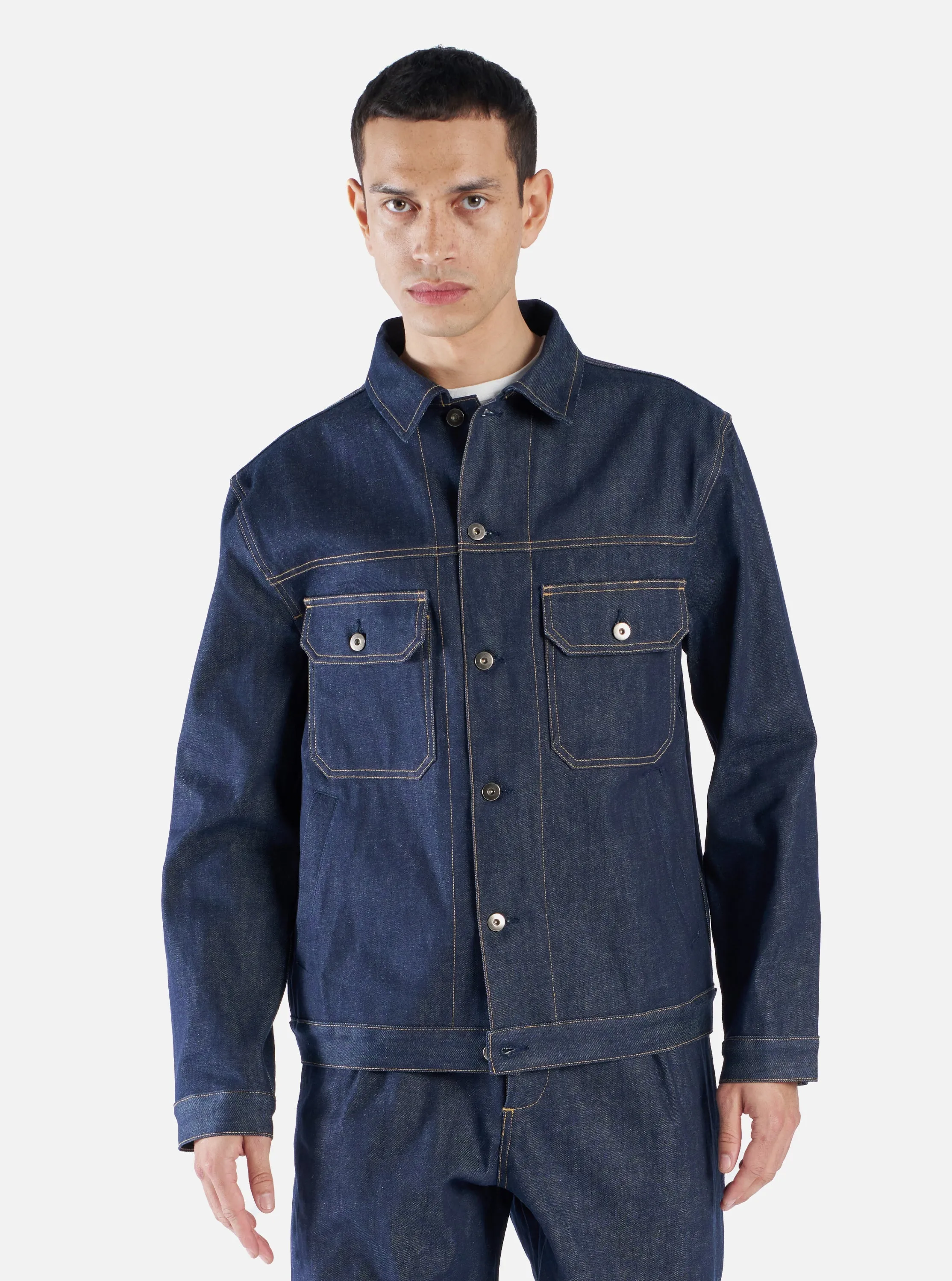 Indigo 13oz Selvedge Denim Trucker Jacket sold by Universal Works