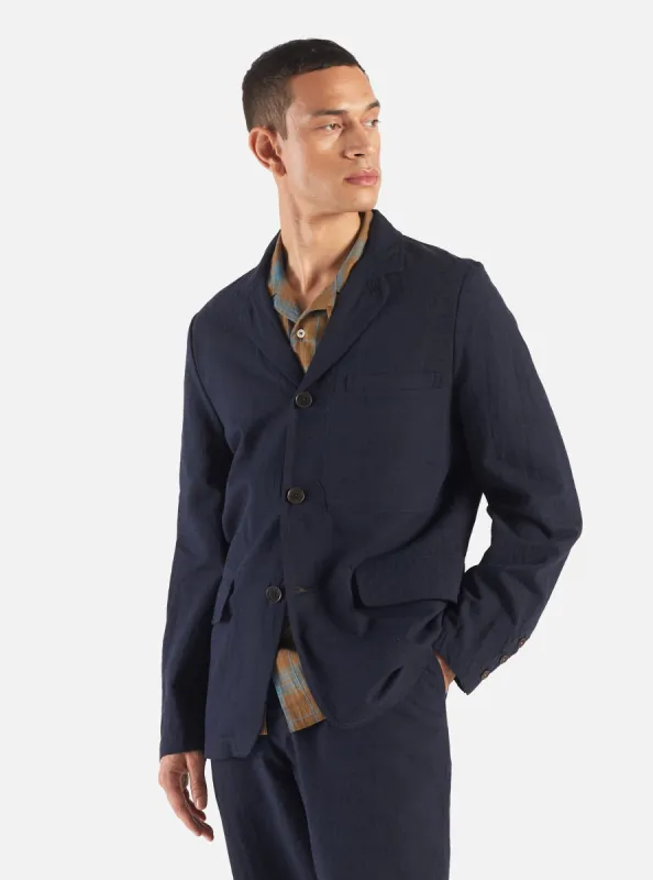 Universal Works Capitol Jacket in Navy Lord Cotton Linen sold by Universal Works