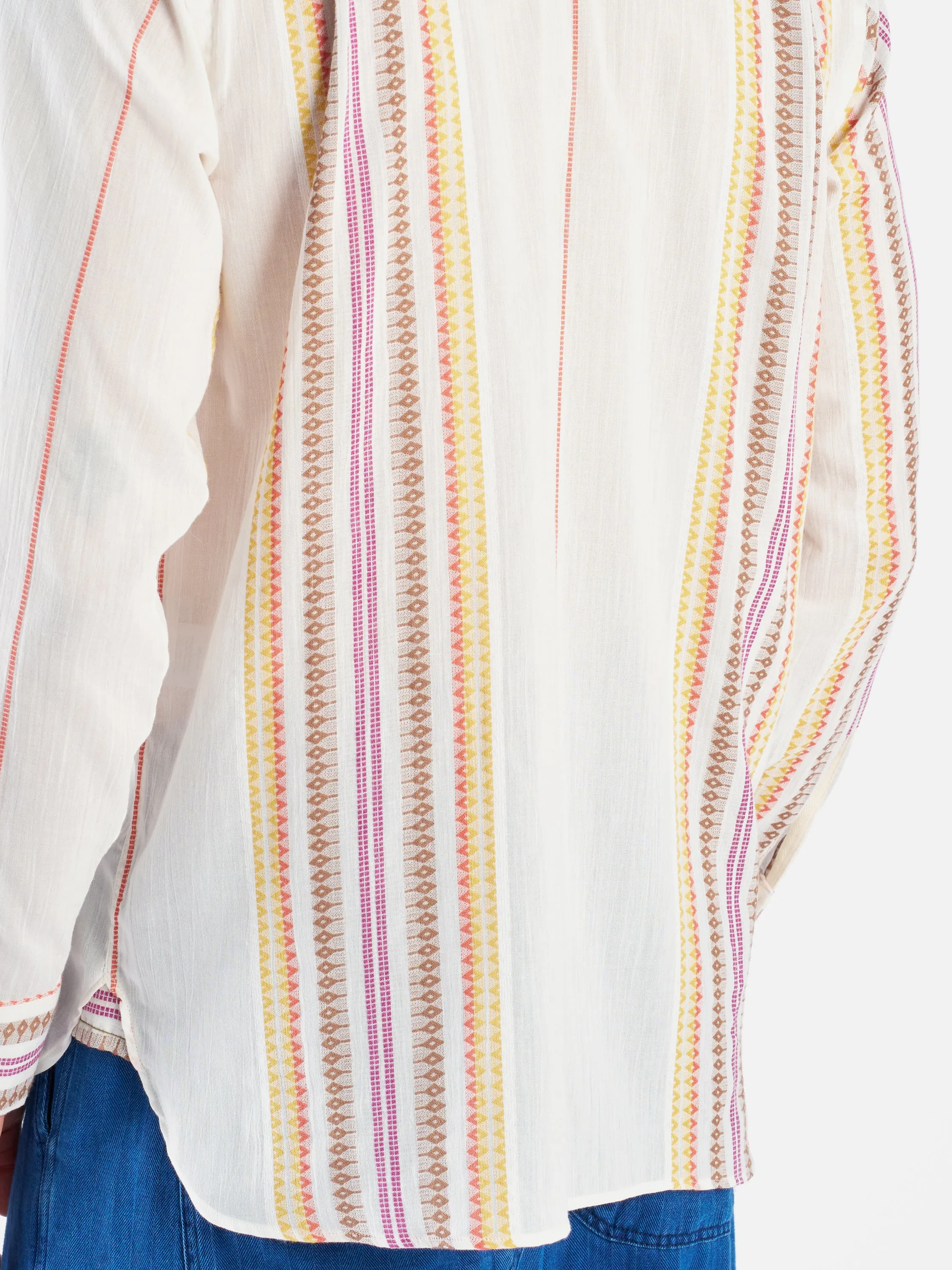 Universal Works Square Pocket Shirt in Ecru Mala Stripe sold by Universal Works product image thumbnail 3