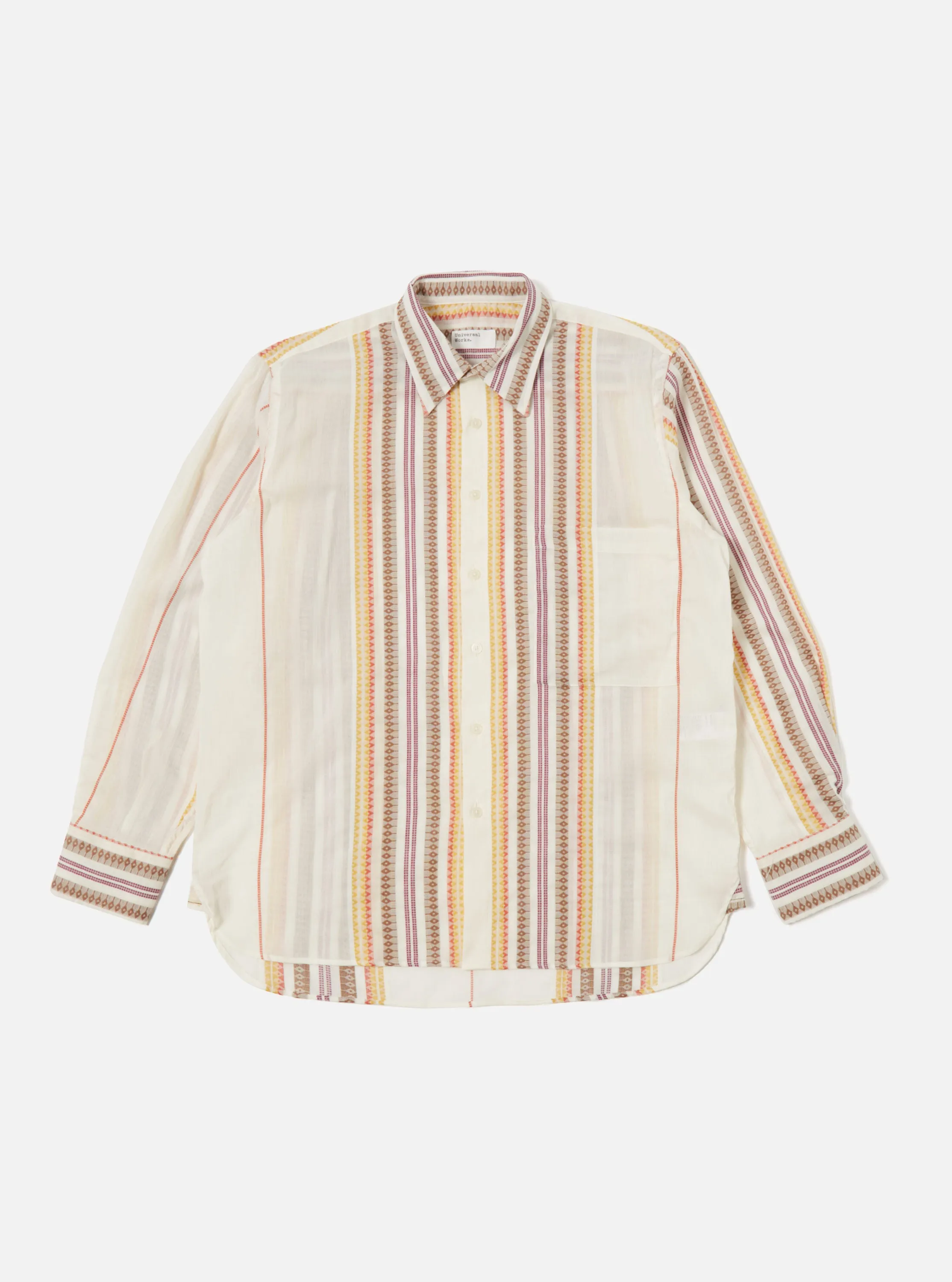 Universal Works Square Pocket Shirt in Ecru Mala Stripe sold by Universal Works product image thumbnail 2