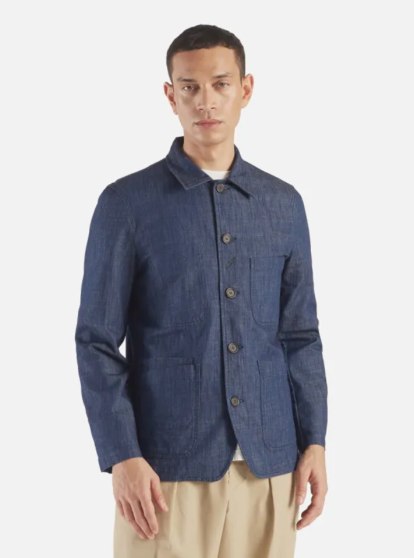 Universal Works Bakers Jacket in Indigo Atlantic Denim sold by Universal Works