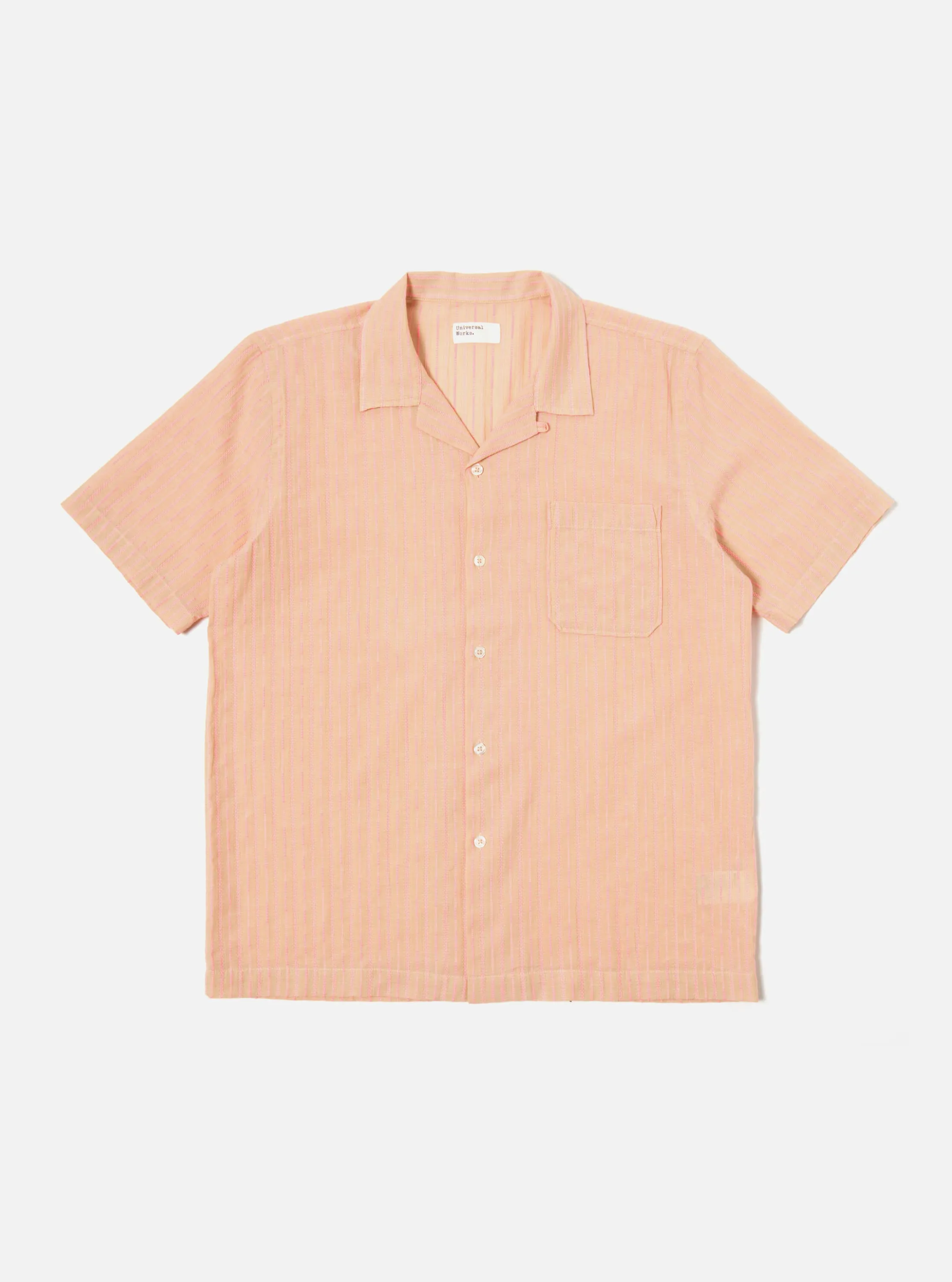 Universal Works Road Shirt in Beige/Pink Fluro Cotton sold by Universal Works product image thumbnail 2