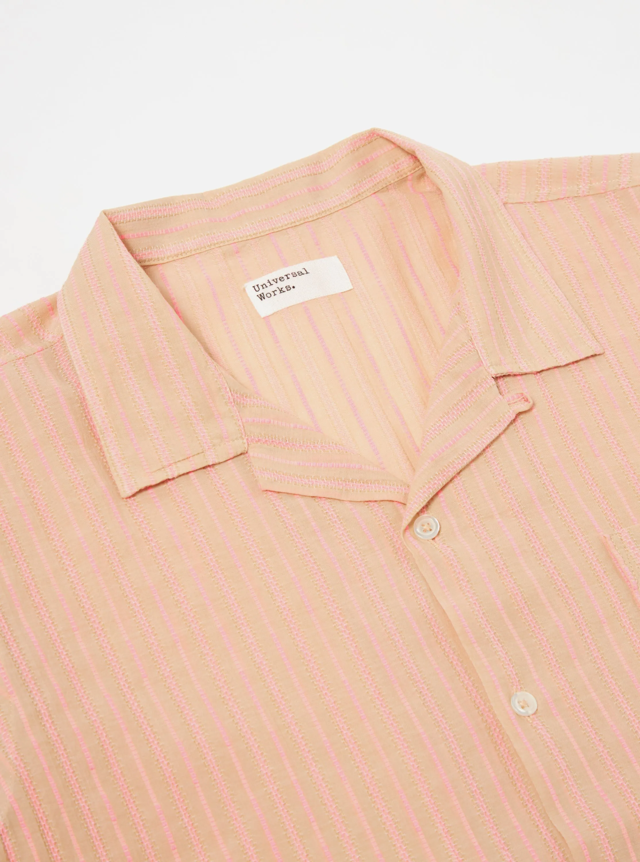 Universal Works Road Shirt in Beige/Pink Fluro Cotton sold by Universal Works product image thumbnail 4