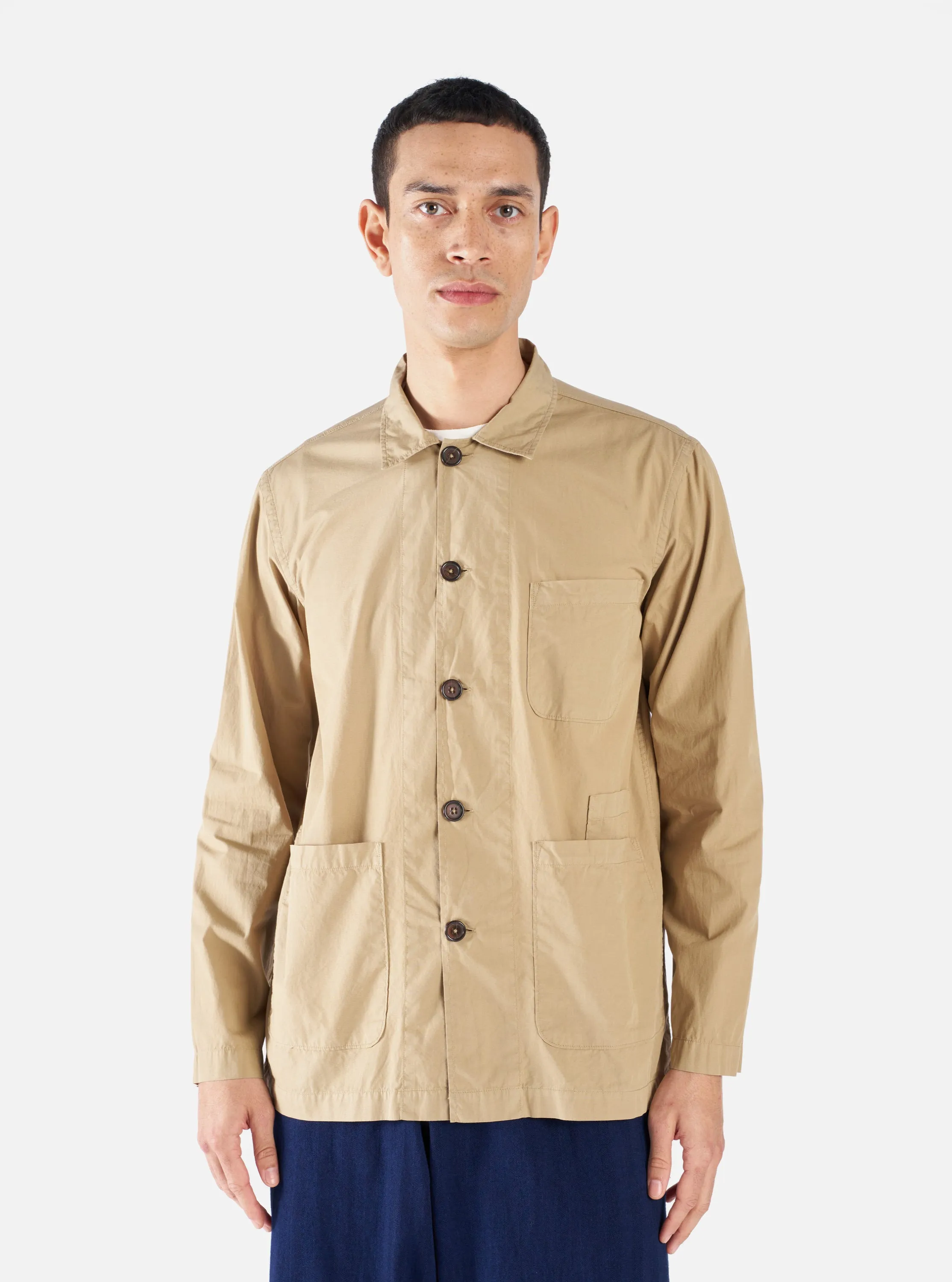 Universal Works Bakers Overshirt in Summer Oak Organic Fine Poplin sold by Universal Works product image thumbnail 2