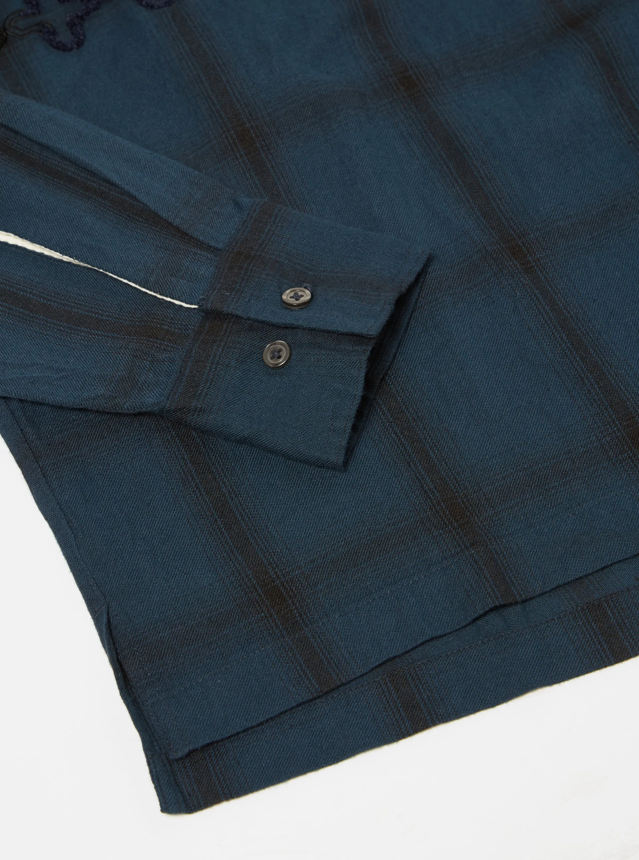 Universal Works L/S Pullover Shirt in Navy Embroidered Shadow Check sold by Universal Works product image thumbnail 5