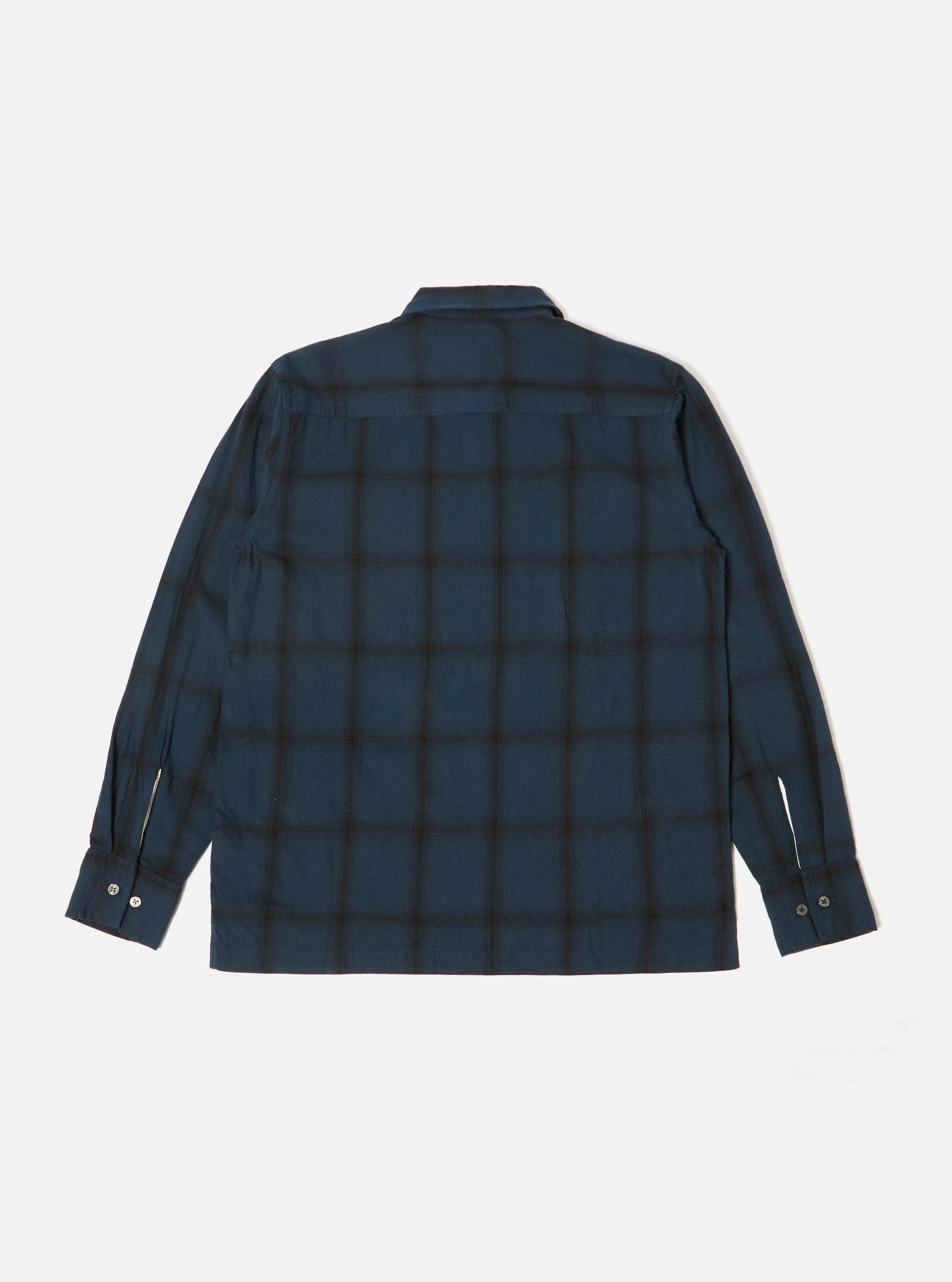 Universal Works L/S Pullover Shirt in Navy Embroidered Shadow Check sold by Universal Works product image thumbnail 2