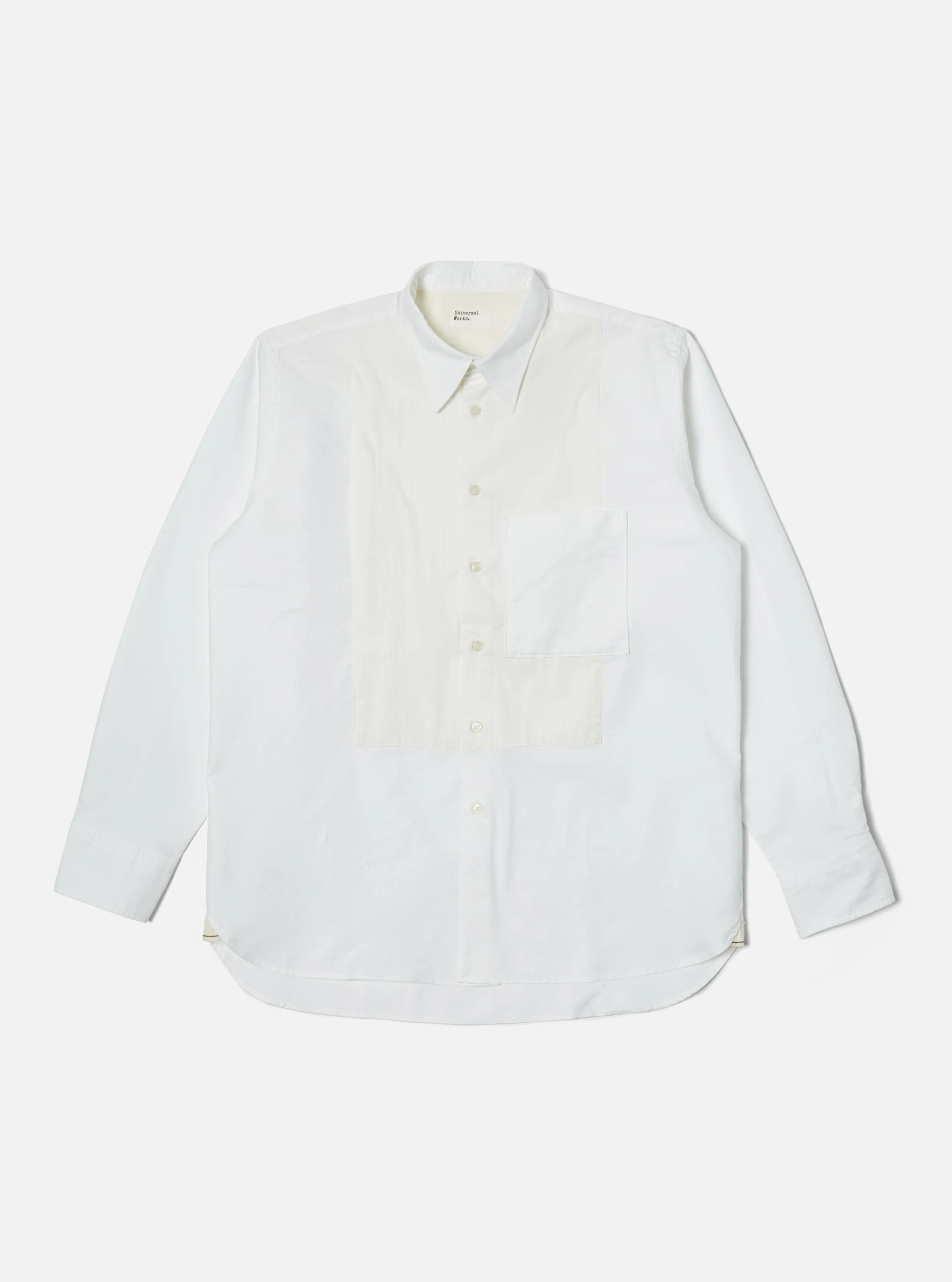 Universal Works Bib Front Shirt in White Oxford/Cord Mix sold by Universal Works