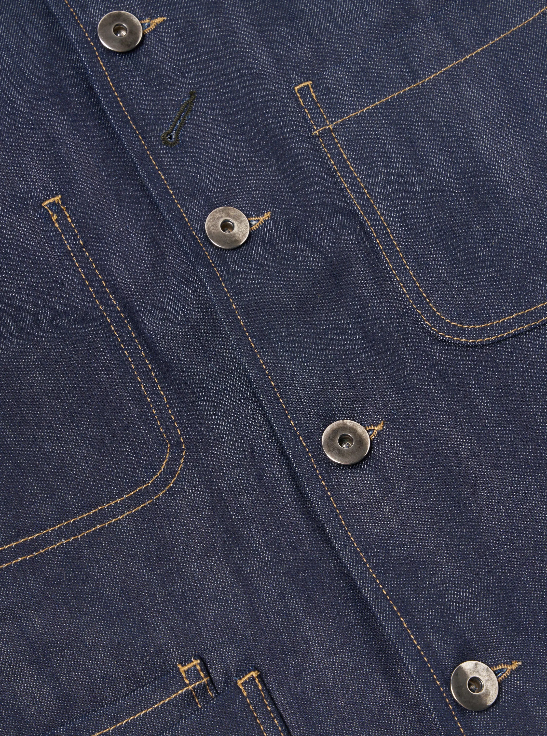 Indigo 13oz Selvedge Denim Bakers Chore Jacket sold by Universal Works product image thumbnail 4