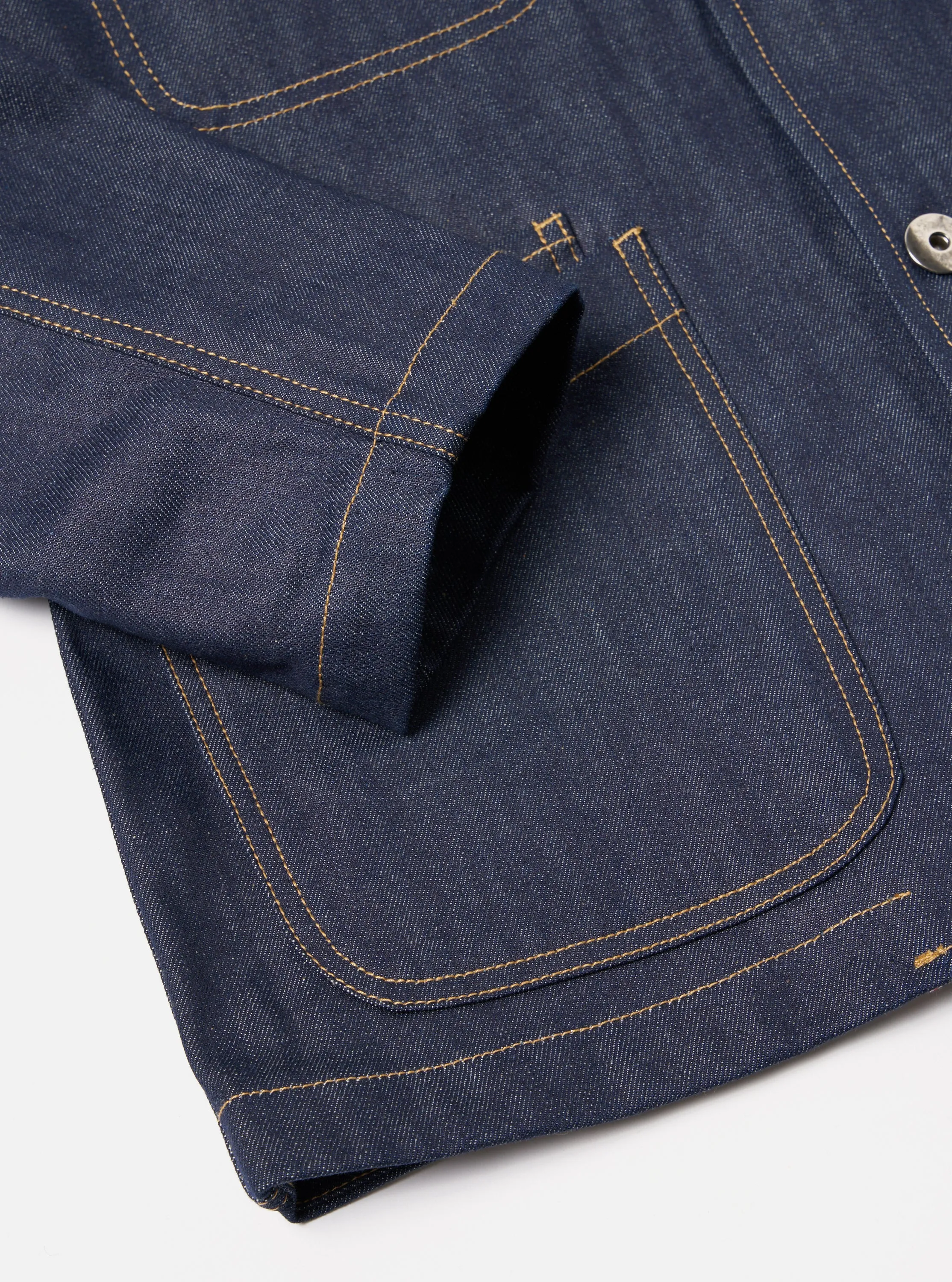 Indigo 13oz Selvedge Denim Bakers Chore Jacket sold by Universal Works product image thumbnail 5