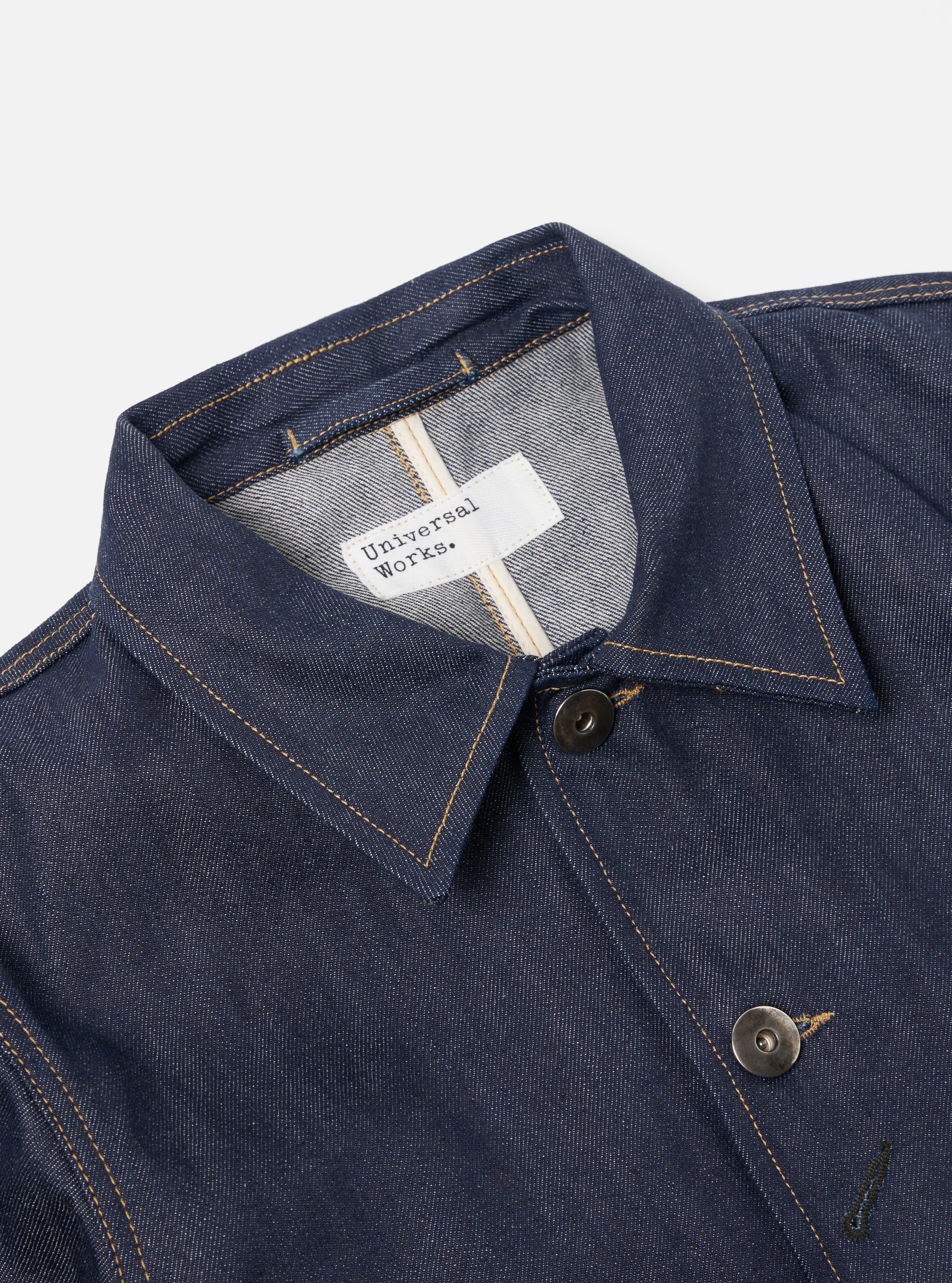 Indigo 13oz Selvedge Denim Bakers Chore Jacket sold by Universal Works product image thumbnail 3